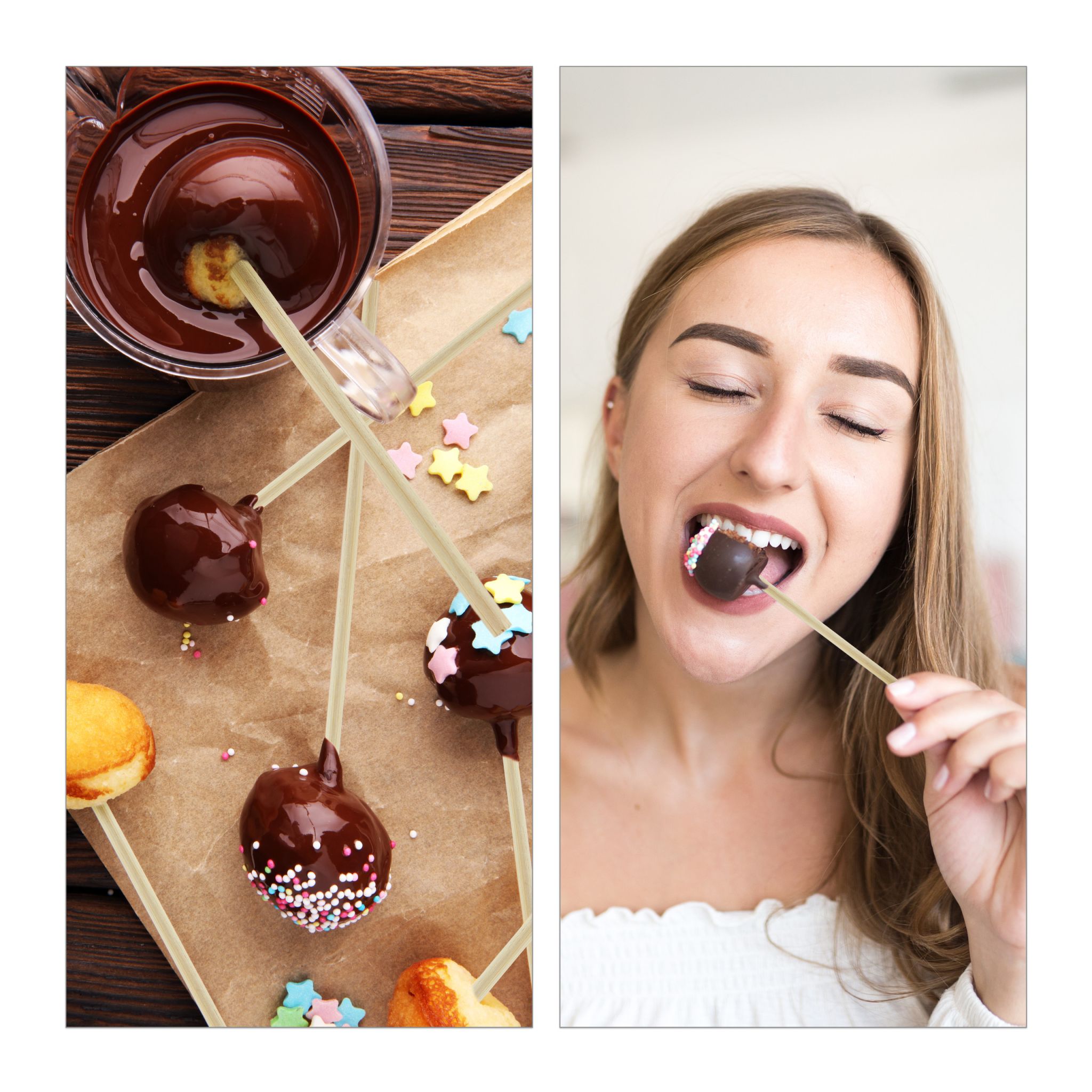 Cake Pop Stiel Bambus 400er-Set Hellbraun von Relaxdays