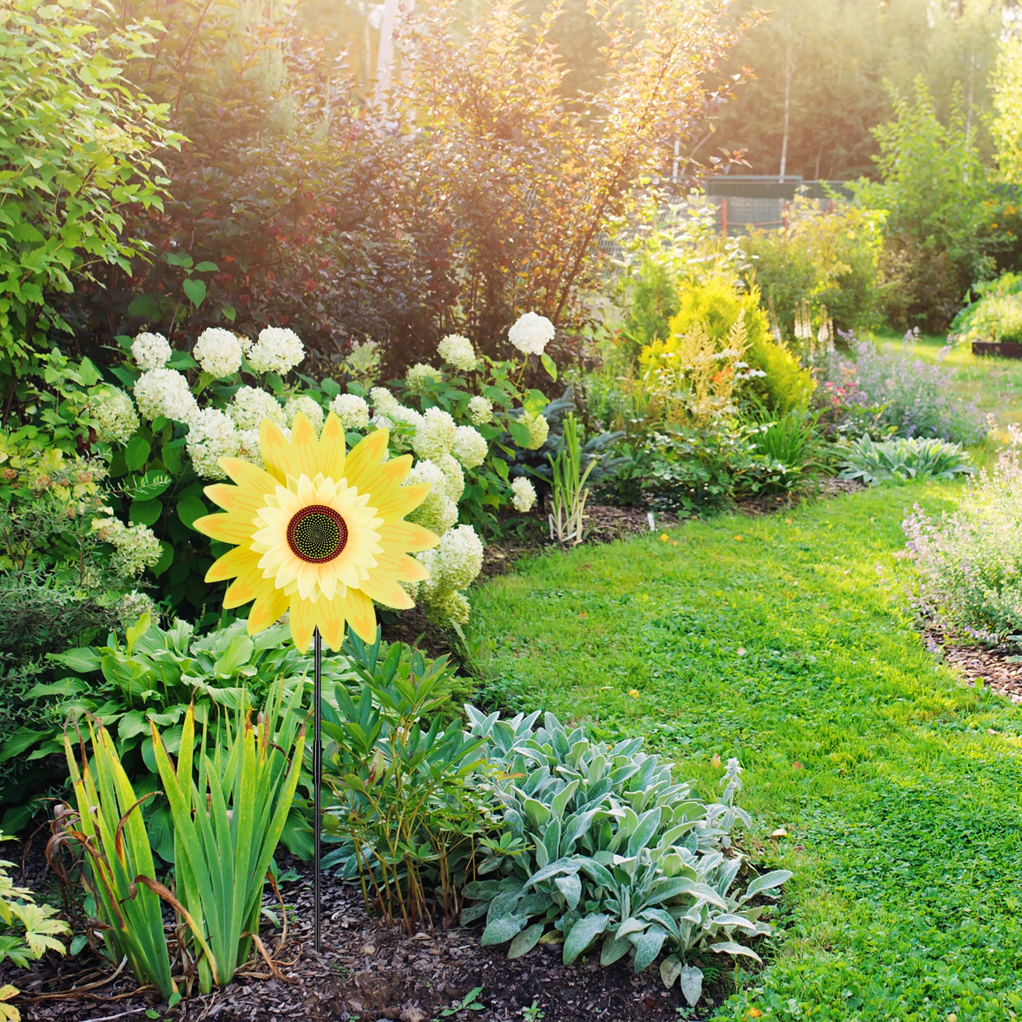 Windrad Blume für Garten Gelb-Grün-Schwarz von Relaxdays