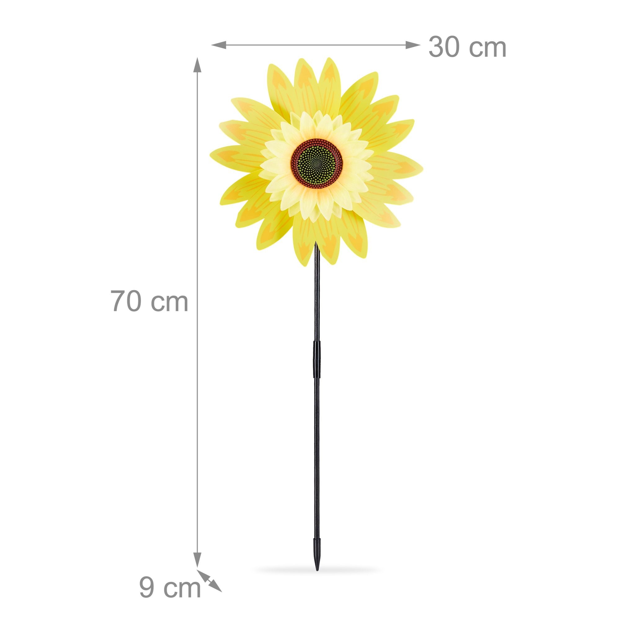 Windrad Blume für Garten Gelb-Grün-Schwarz von Relaxdays