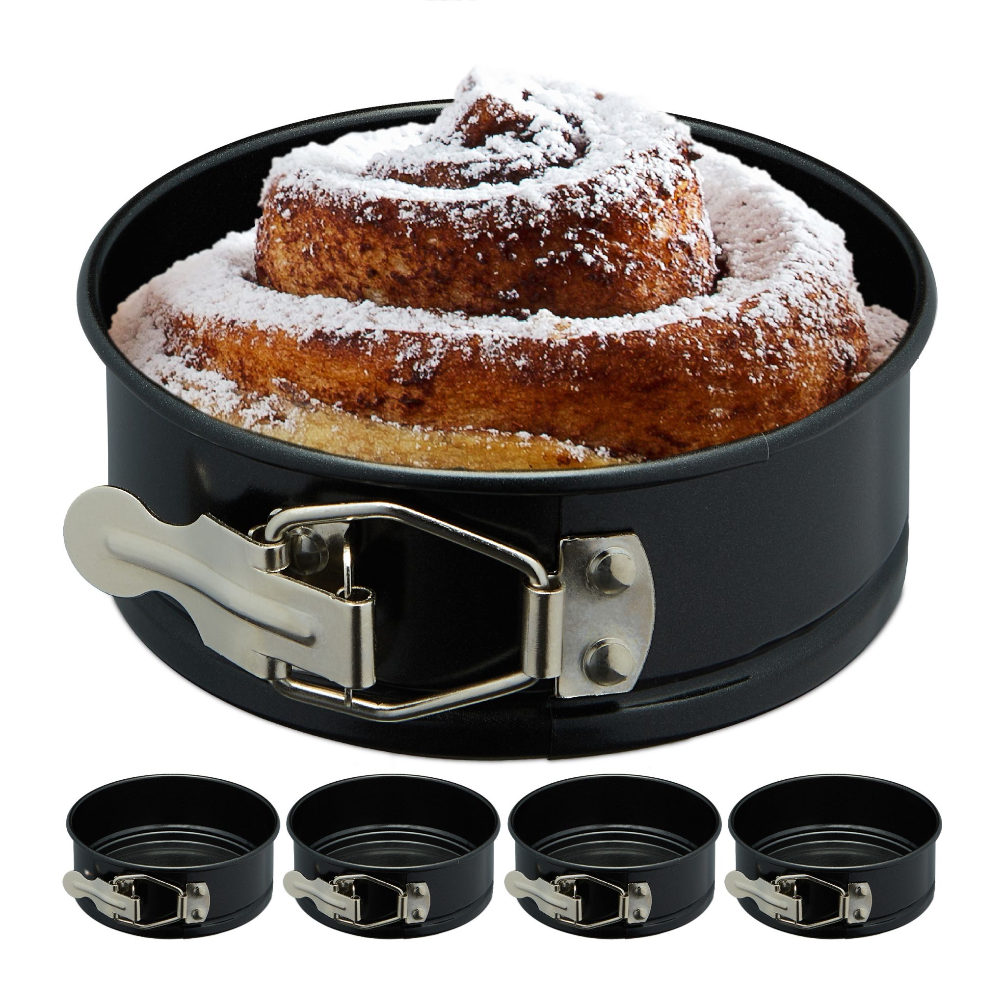 Springform klein 5er-Set Schwarz-Silber von Relaxdays