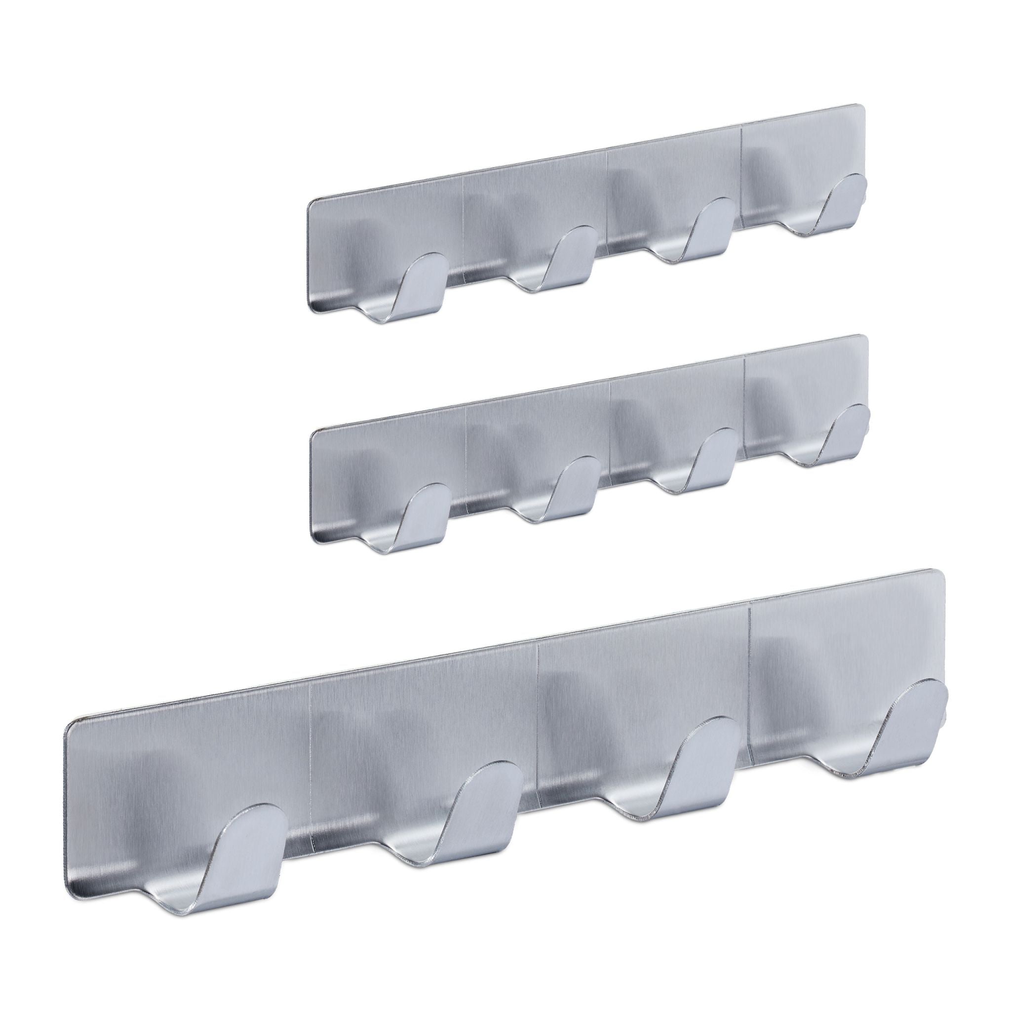 Hakenleiste selbstklebend 3er-Set Silber von Relaxdays