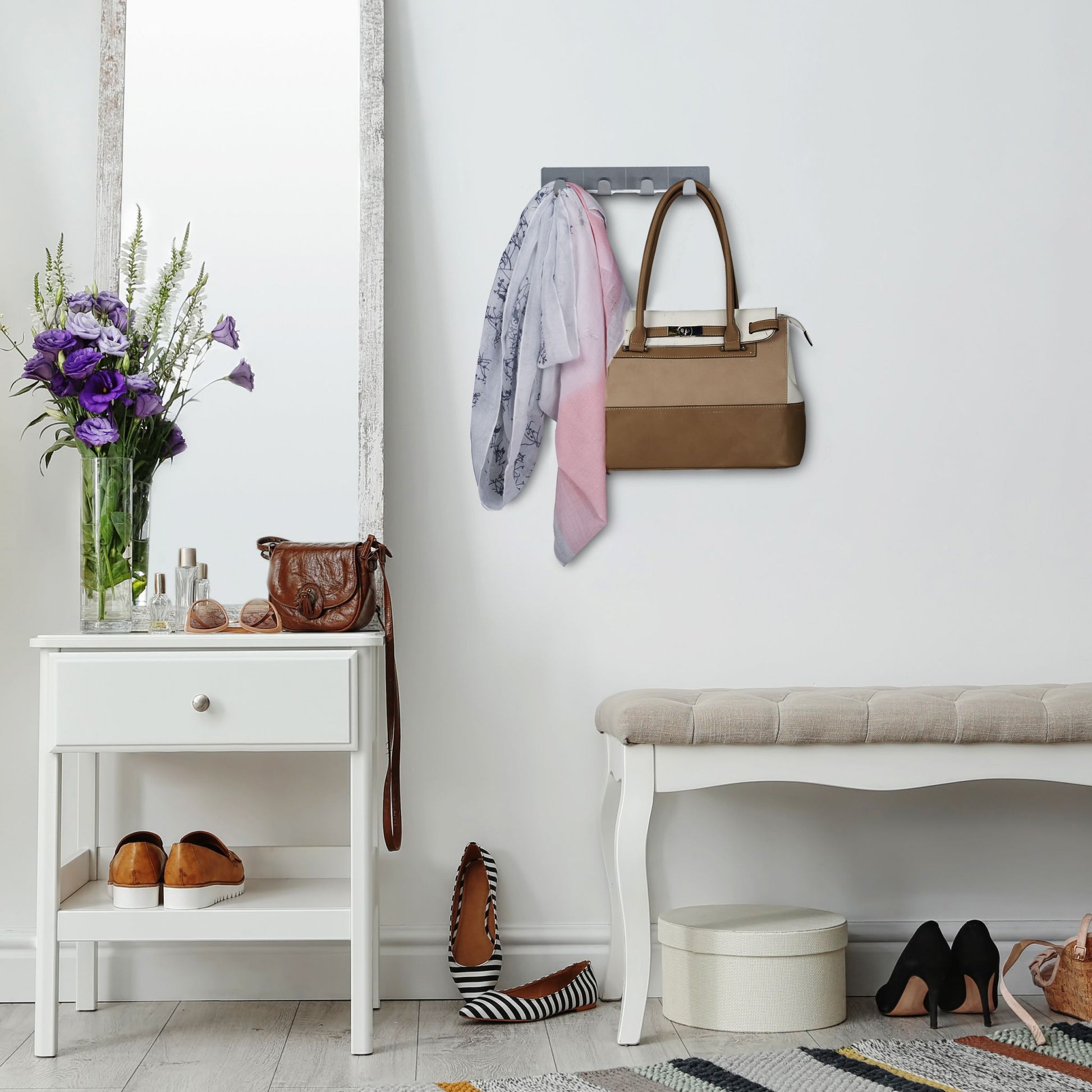 Hakenleiste selbstklebend 3er-Set Silber von Relaxdays