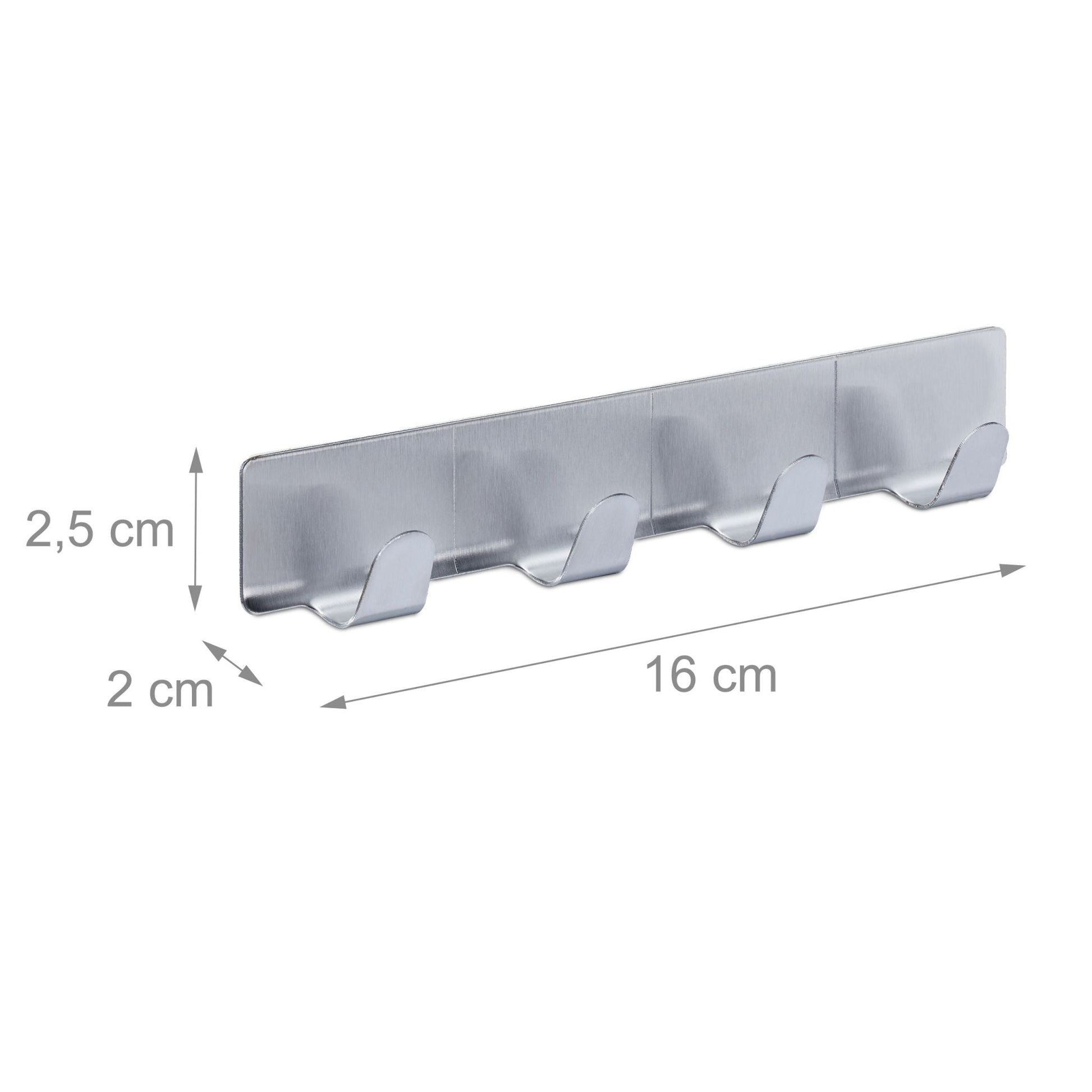 Hakenleiste selbstklebend 3er-Set Silber von Relaxdays