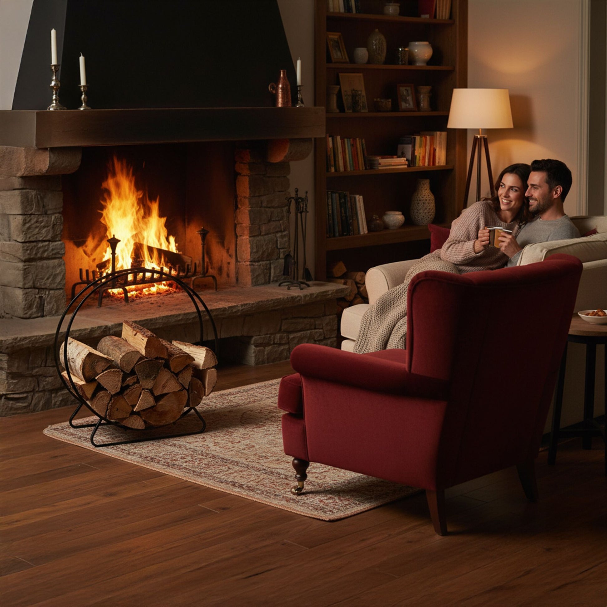 Rundes Kaminholzregal Schwarz von Relaxdays