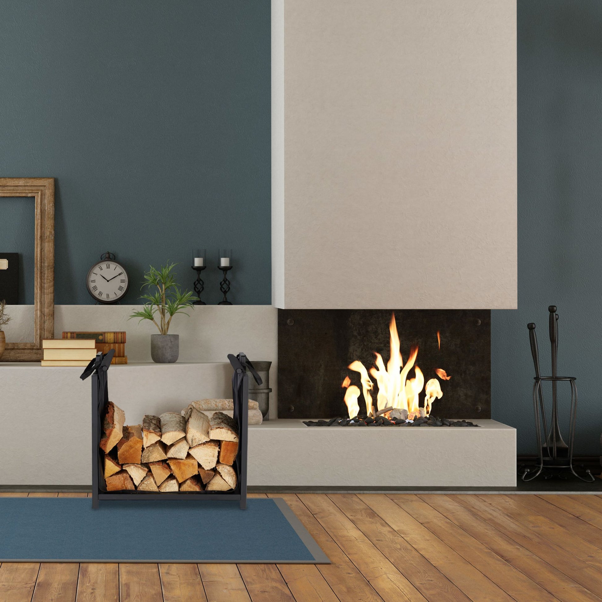 Kaminholzständer Stahl Schwarz von Relaxdays