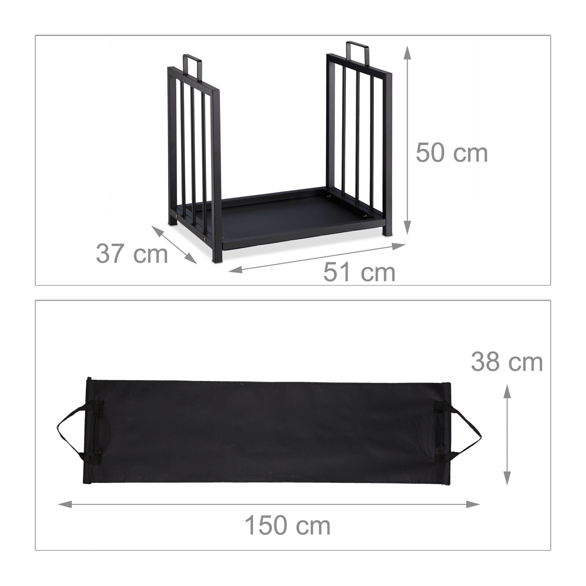 Kaminholzständer Stahl Schwarz von Relaxdays