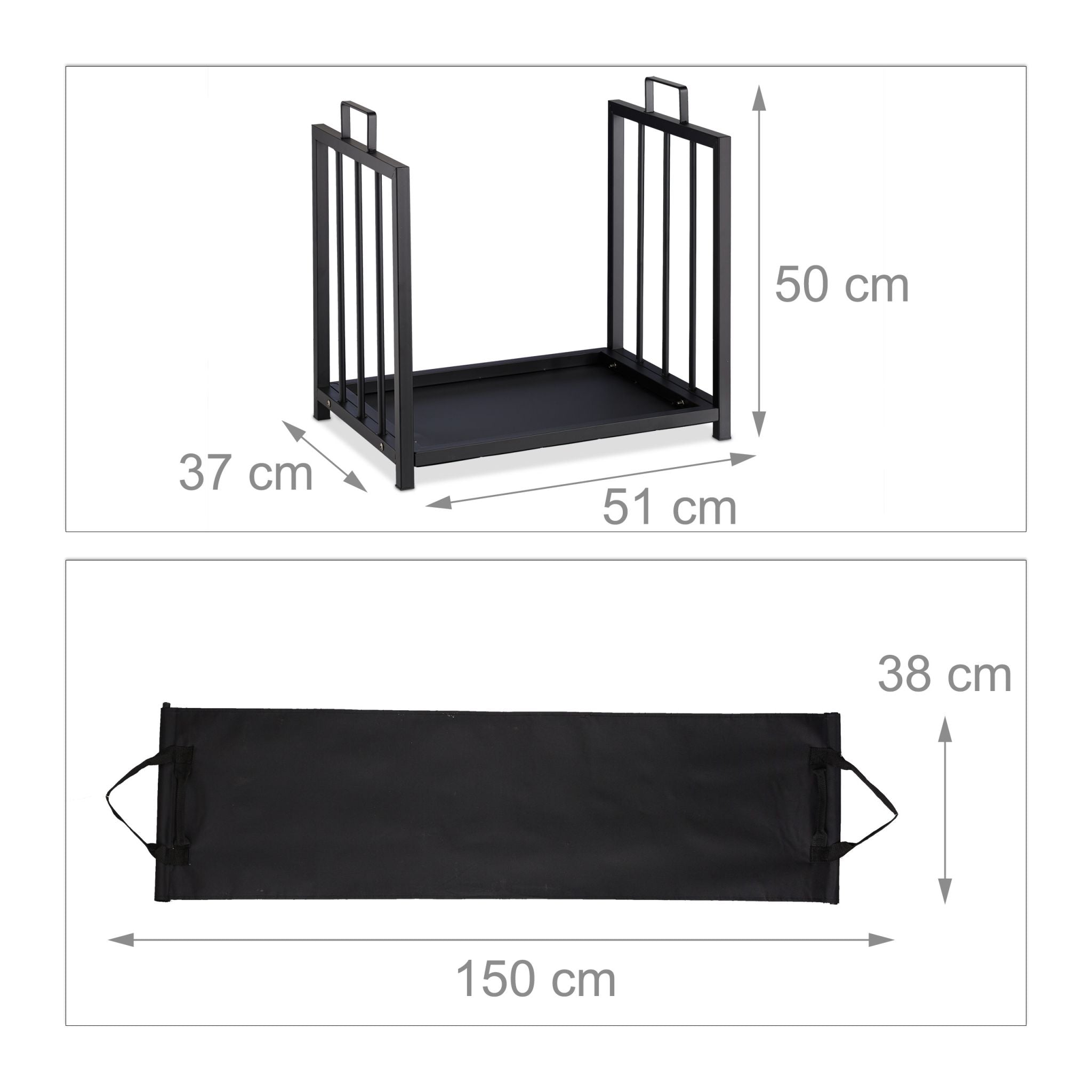 Kaminholzständer Stahl Schwarz von Relaxdays