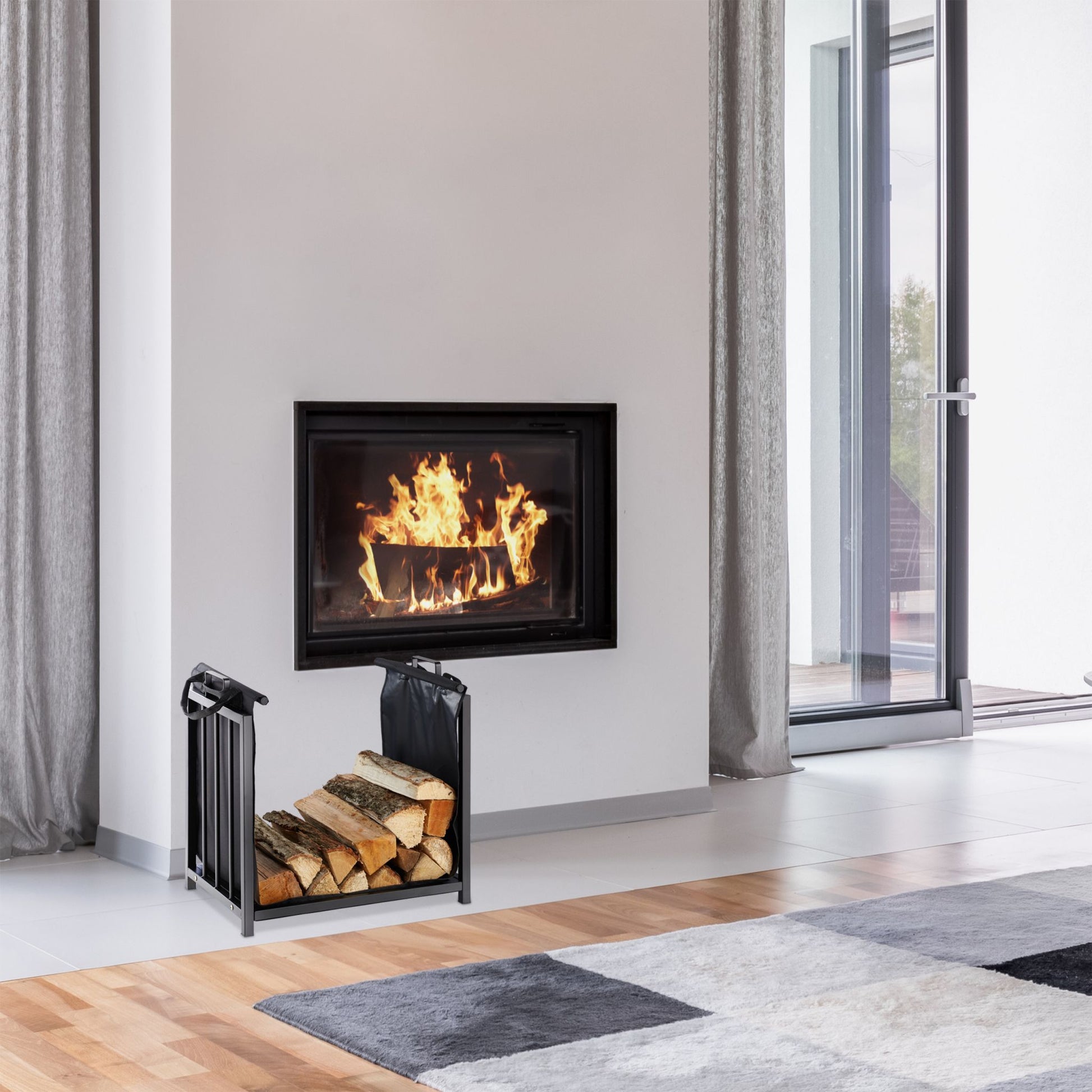 Kaminholzständer Stahl Schwarz von Relaxdays
