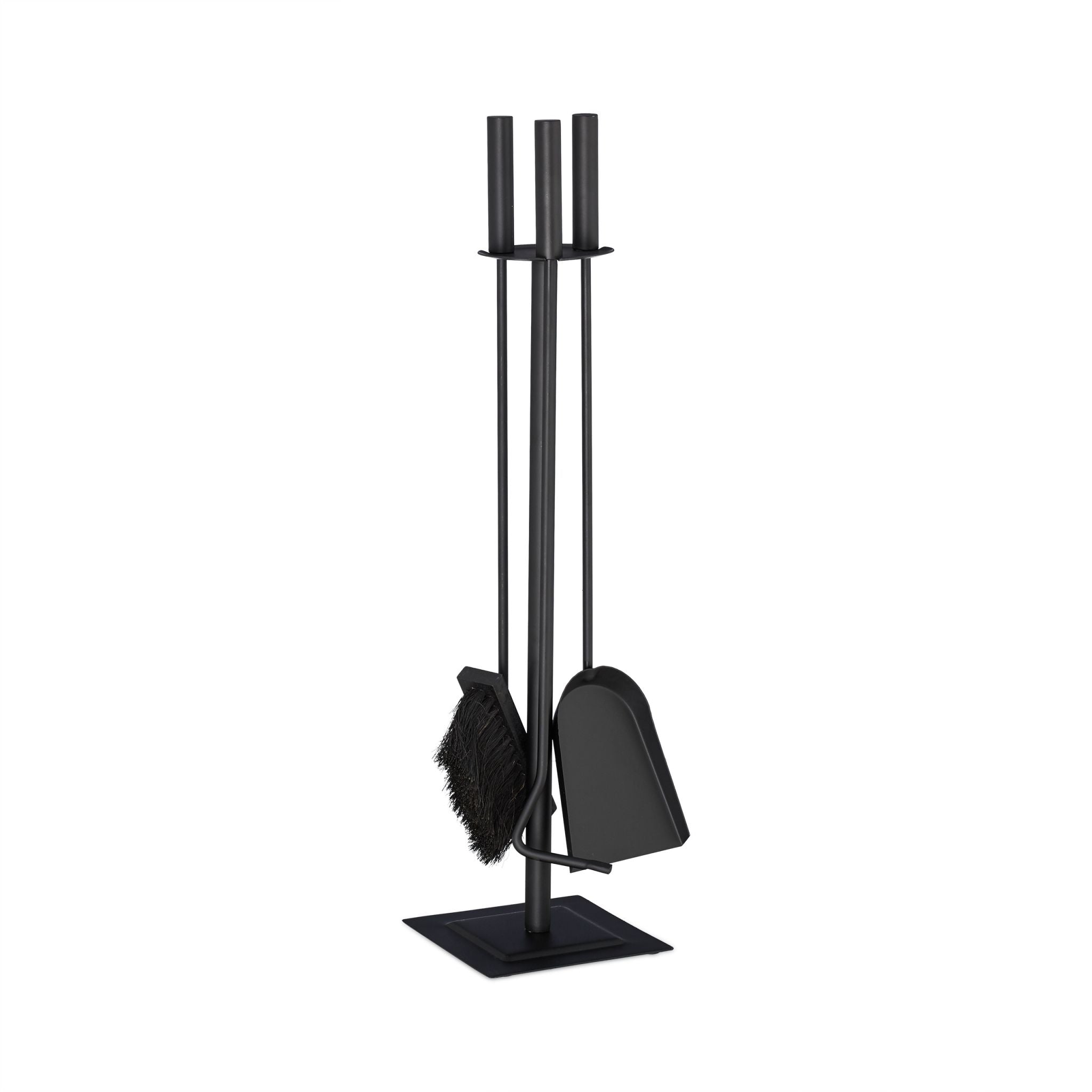 Kaminbesteck 4-teilig schwarz Schwarz von Relaxdays