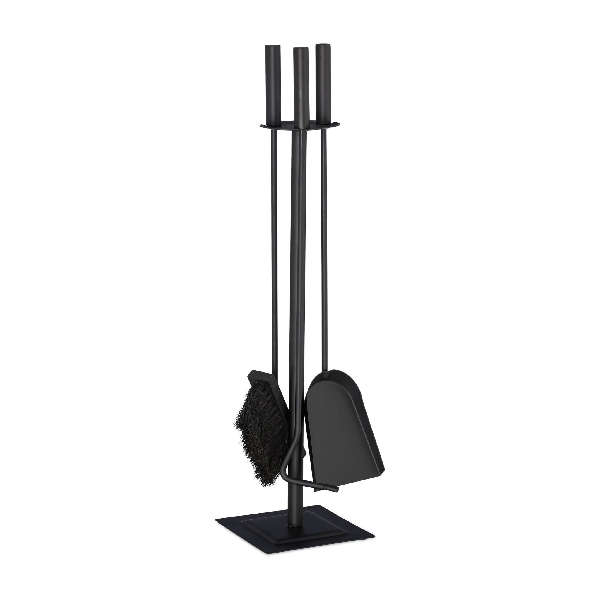Kaminbesteck 4-teilig schwarz Schwarz von Relaxdays