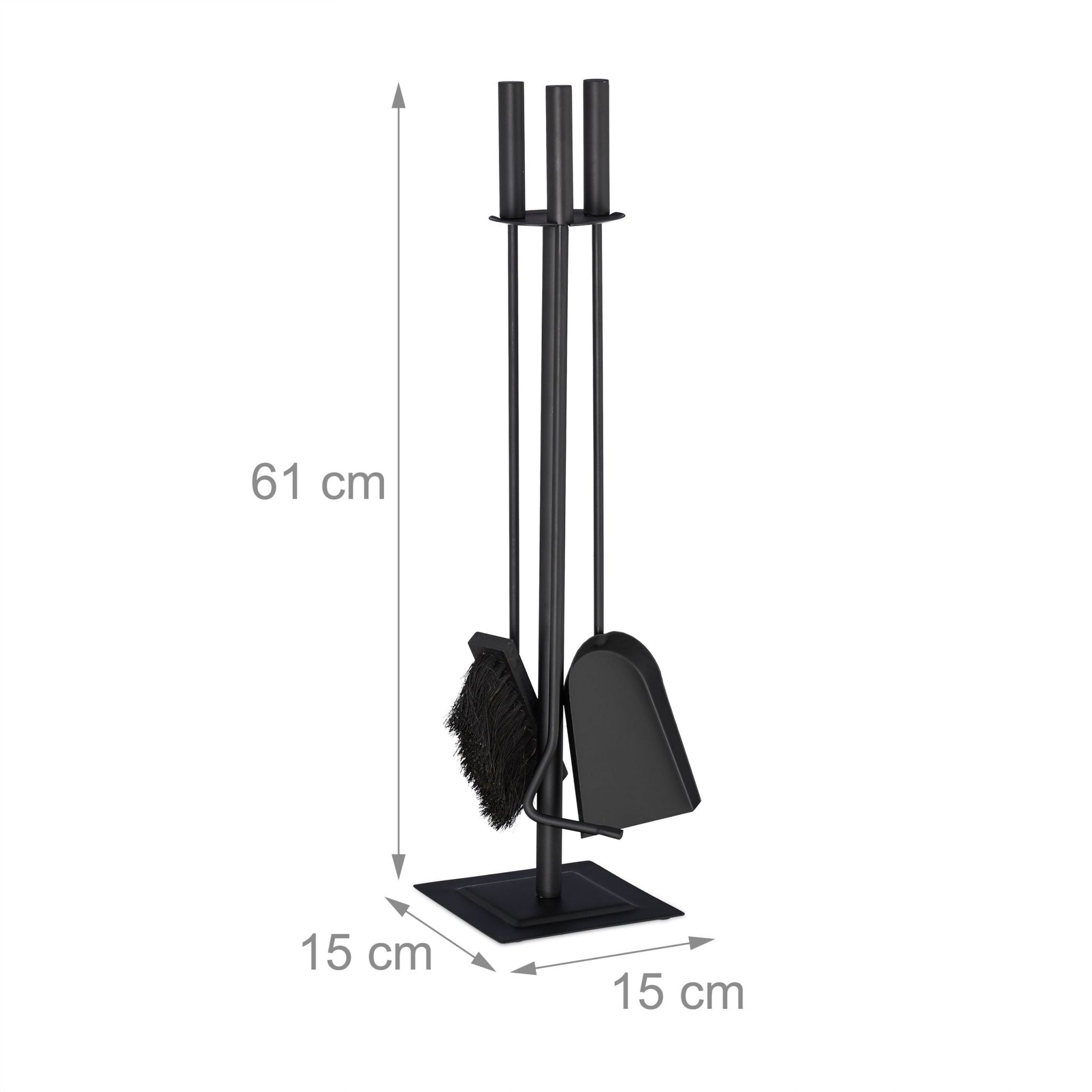 Kaminbesteck 4-teilig schwarz Schwarz von Relaxdays