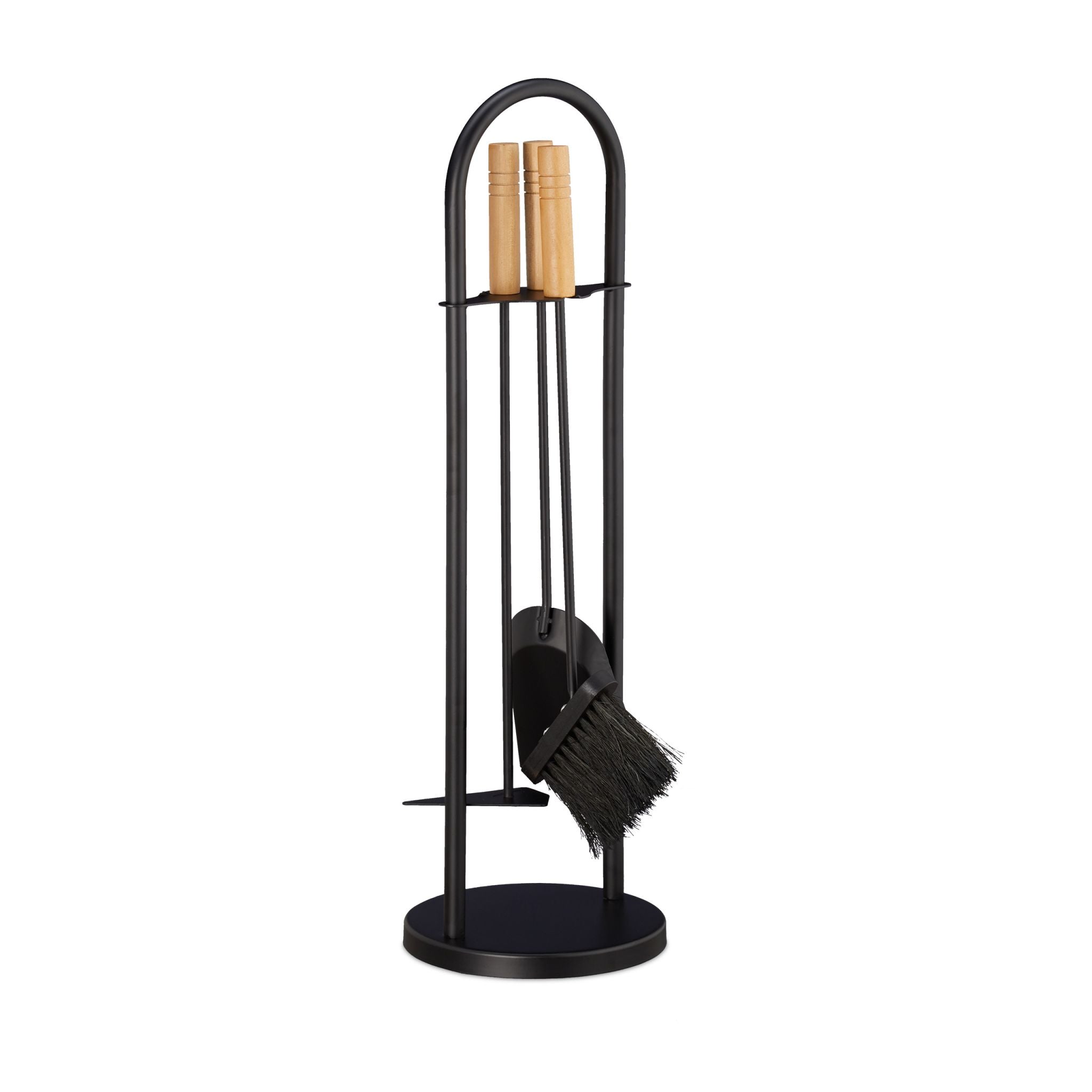 Kaminbesteck modern 4-teilig Hellbraun-Schwarz von Relaxdays