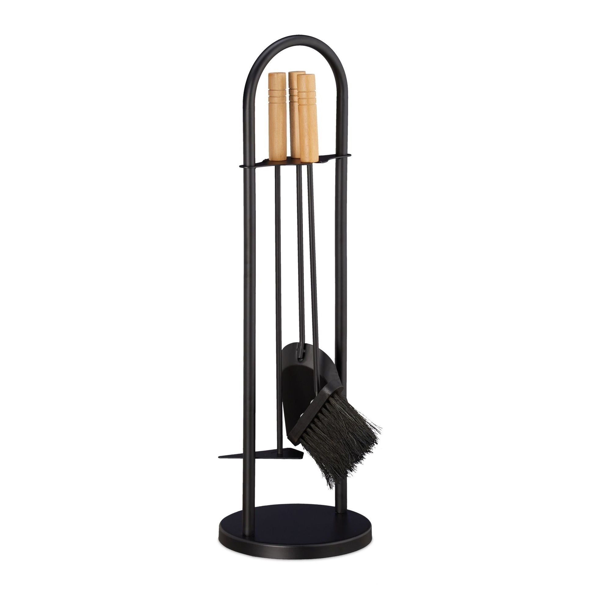 Kaminbesteck modern 4-teilig Hellbraun-Schwarz von Relaxdays