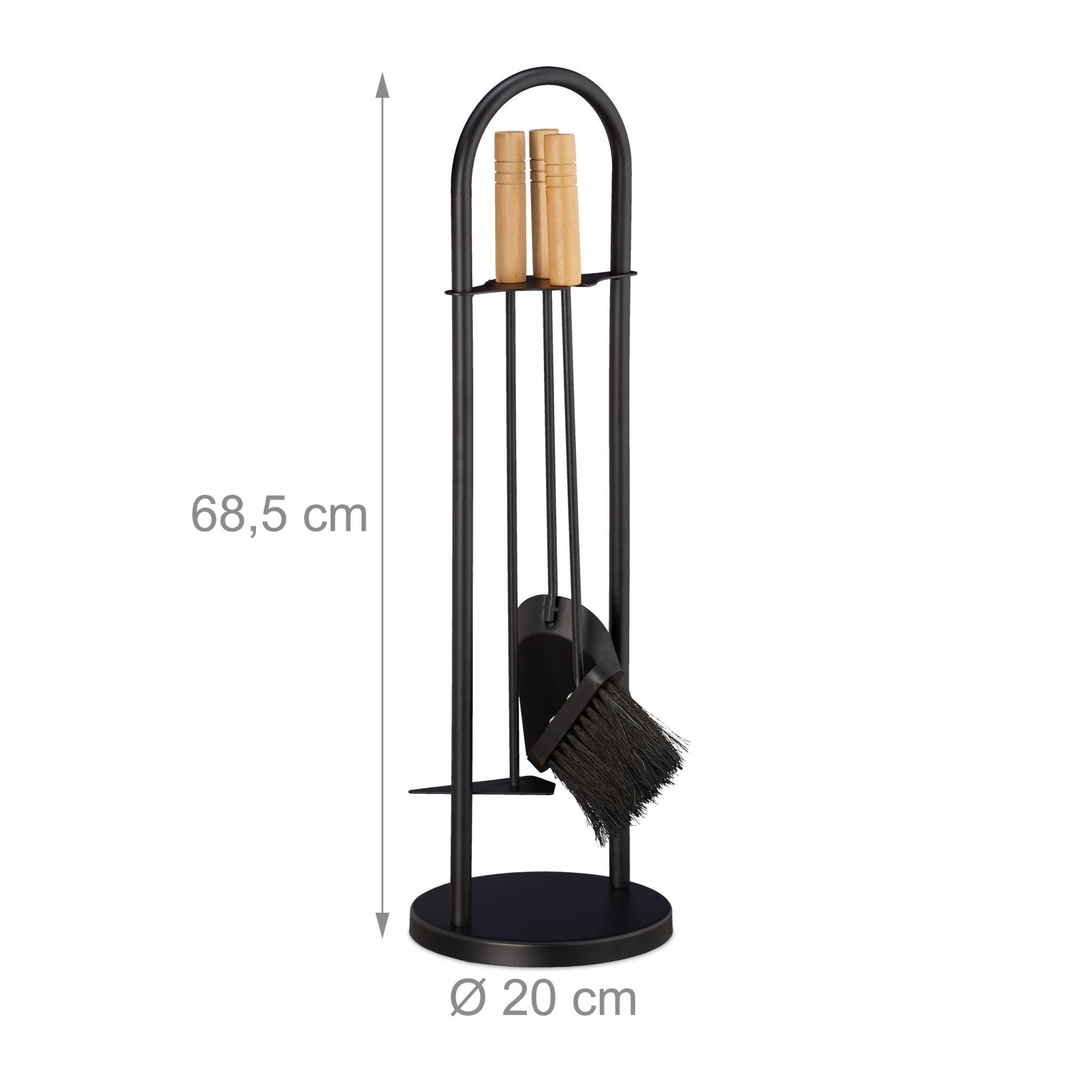 Kaminbesteck modern 4-teilig Hellbraun-Schwarz von Relaxdays