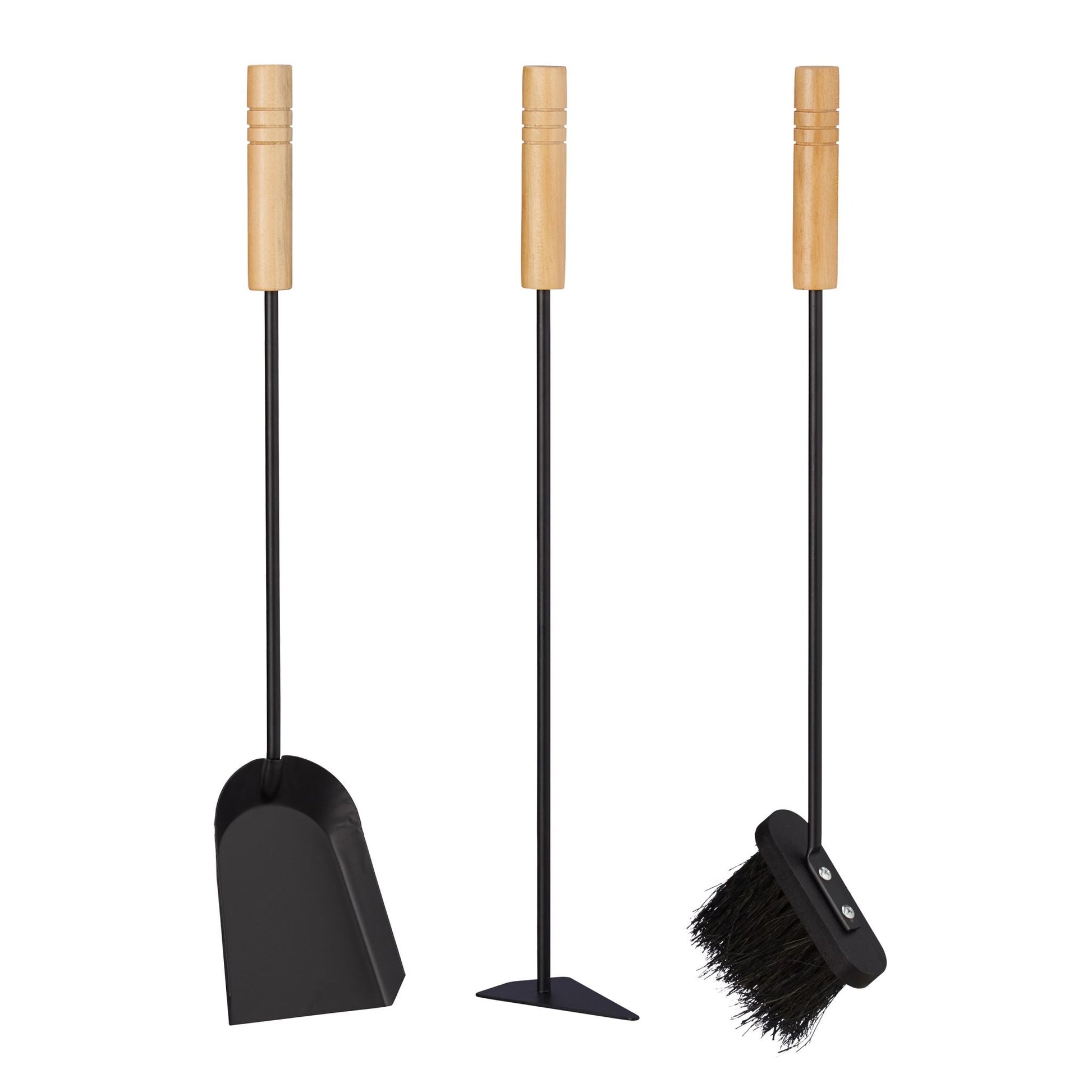 Kaminbesteck modern 4-teilig Hellbraun-Schwarz von Relaxdays