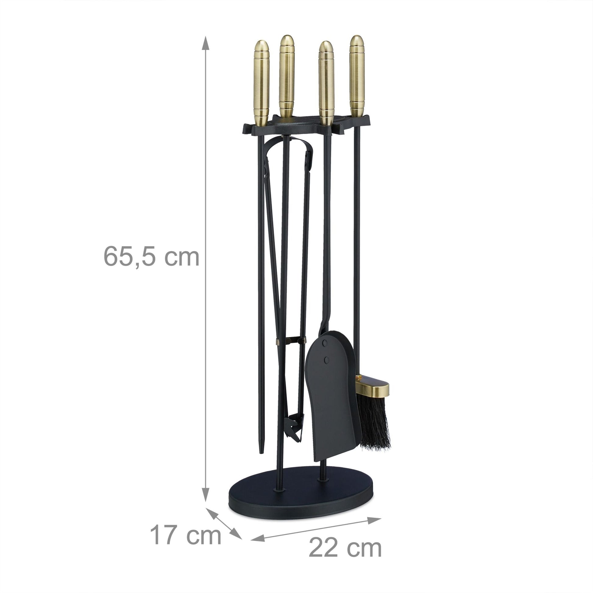 Kaminbesteck 5tlg. Gold-Schwarz von Relaxdays