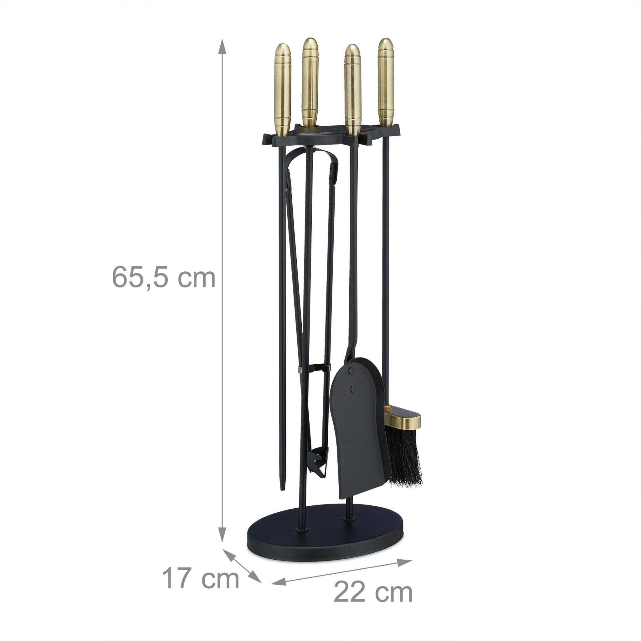 Kaminbesteck 5tlg. Gold-Schwarz von Relaxdays