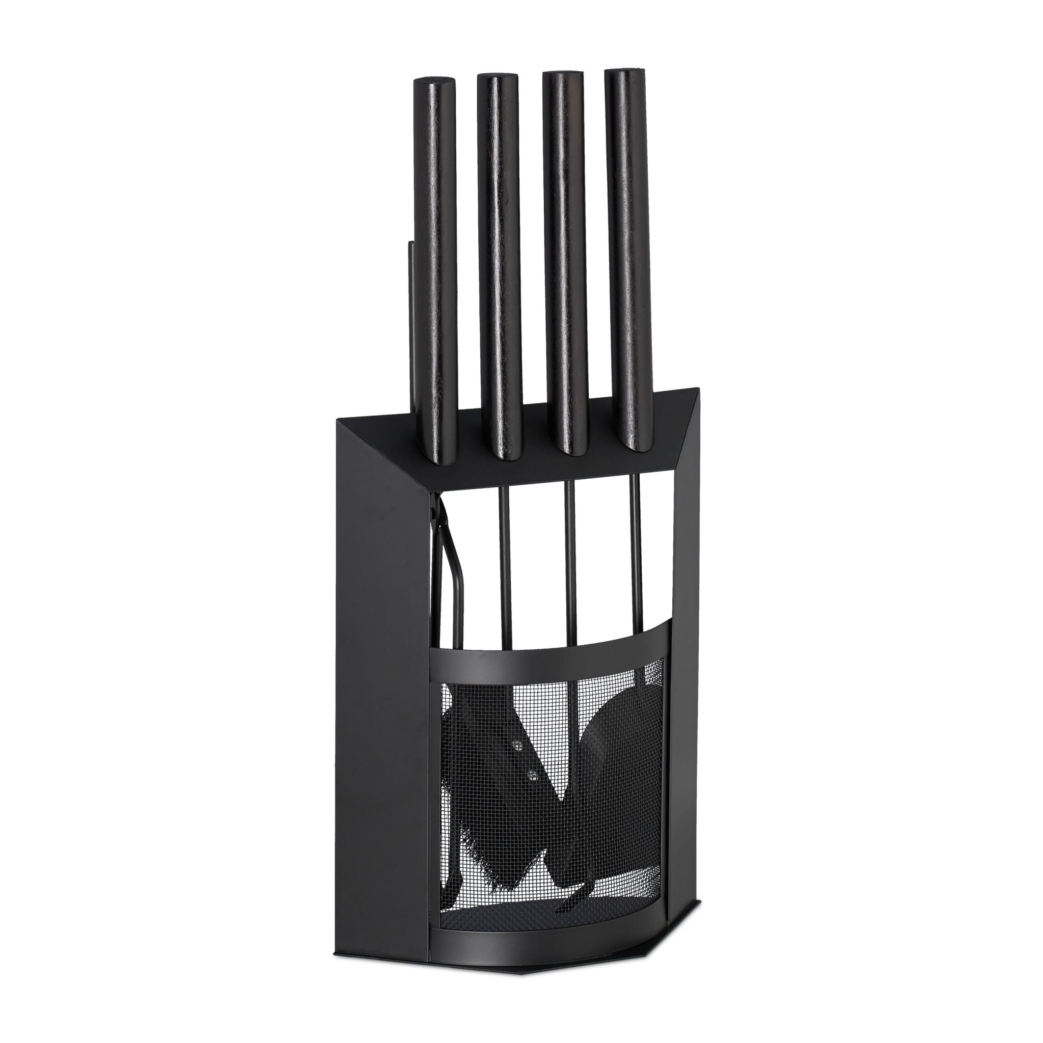 Kaminbesteck mit Halter 5tlg. Schwarz von Relaxdays