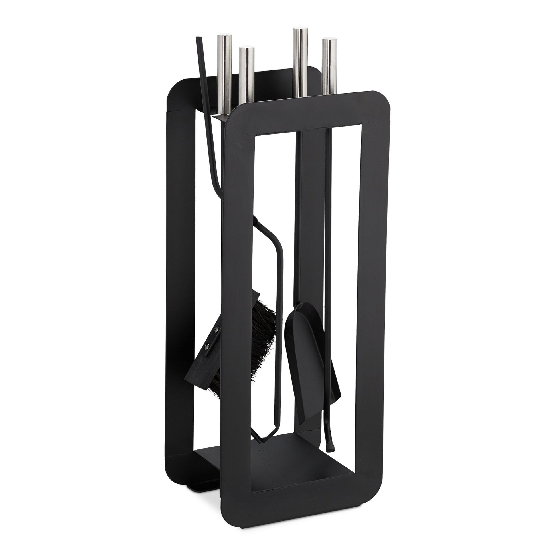 Kaminbesteck 5tlg. Schwarz-Silber von Relaxdays