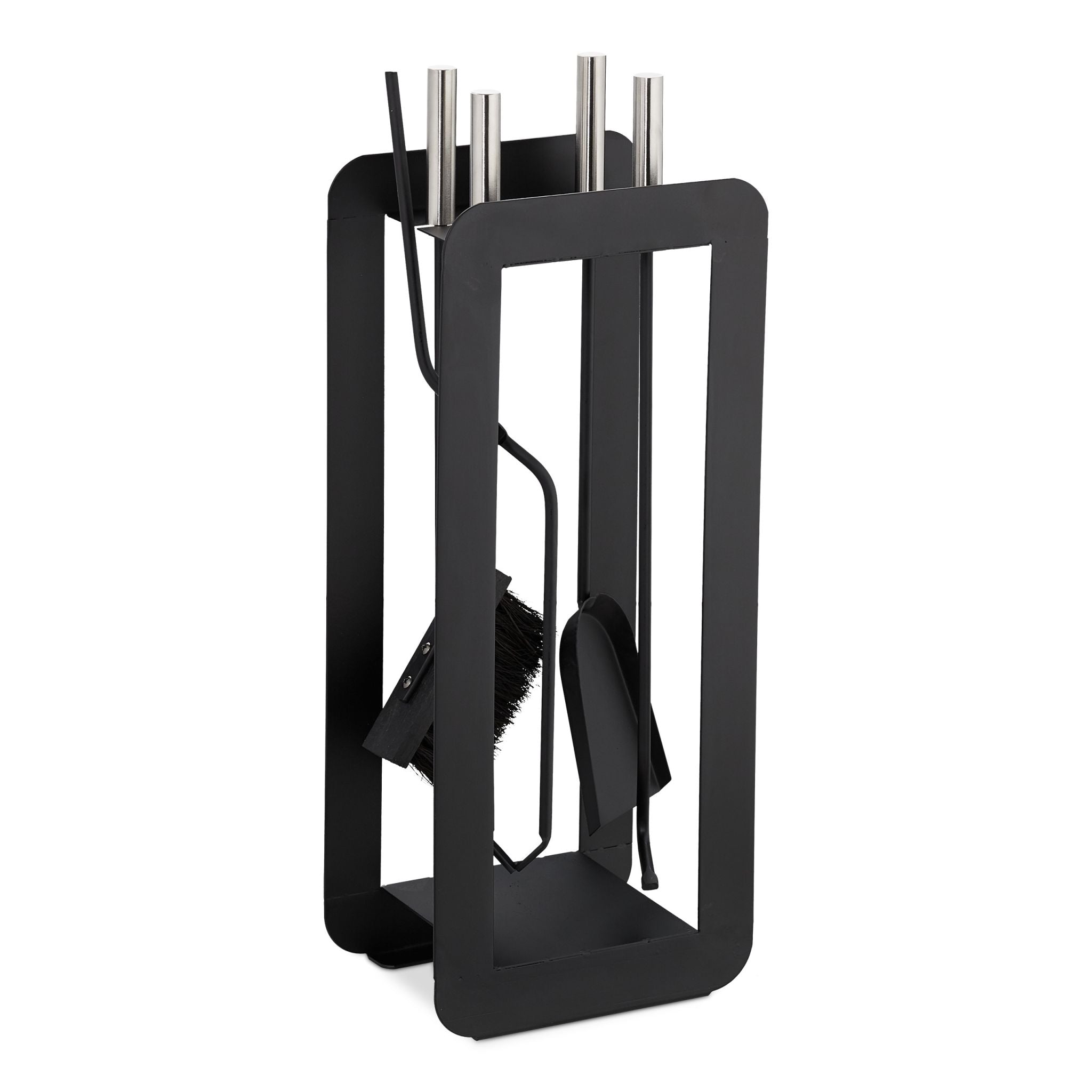 Kaminbesteck 5tlg. Schwarz-Silber von Relaxdays