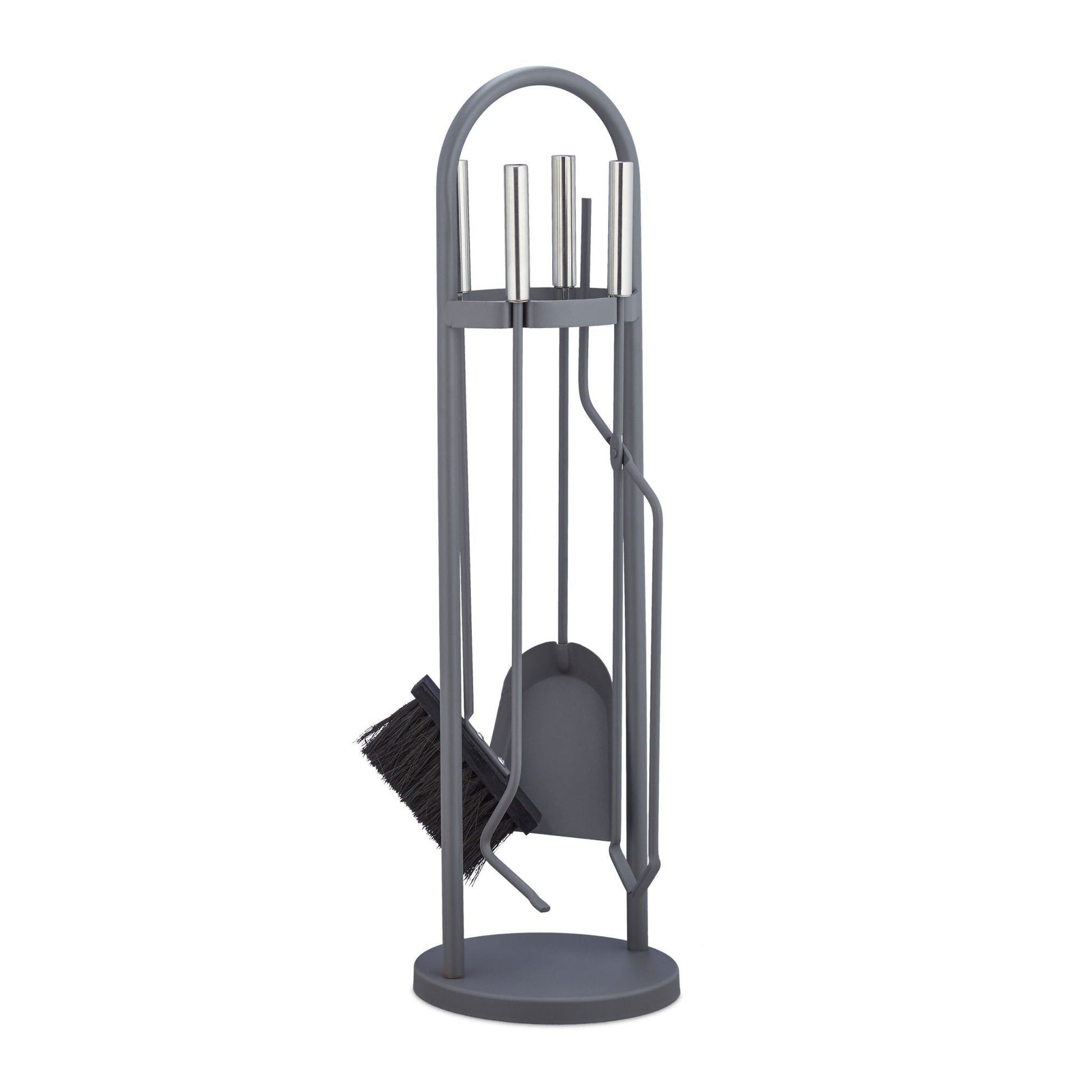 Kaminbesteck modern 5-teilig Silber-Grau von Relaxdays
