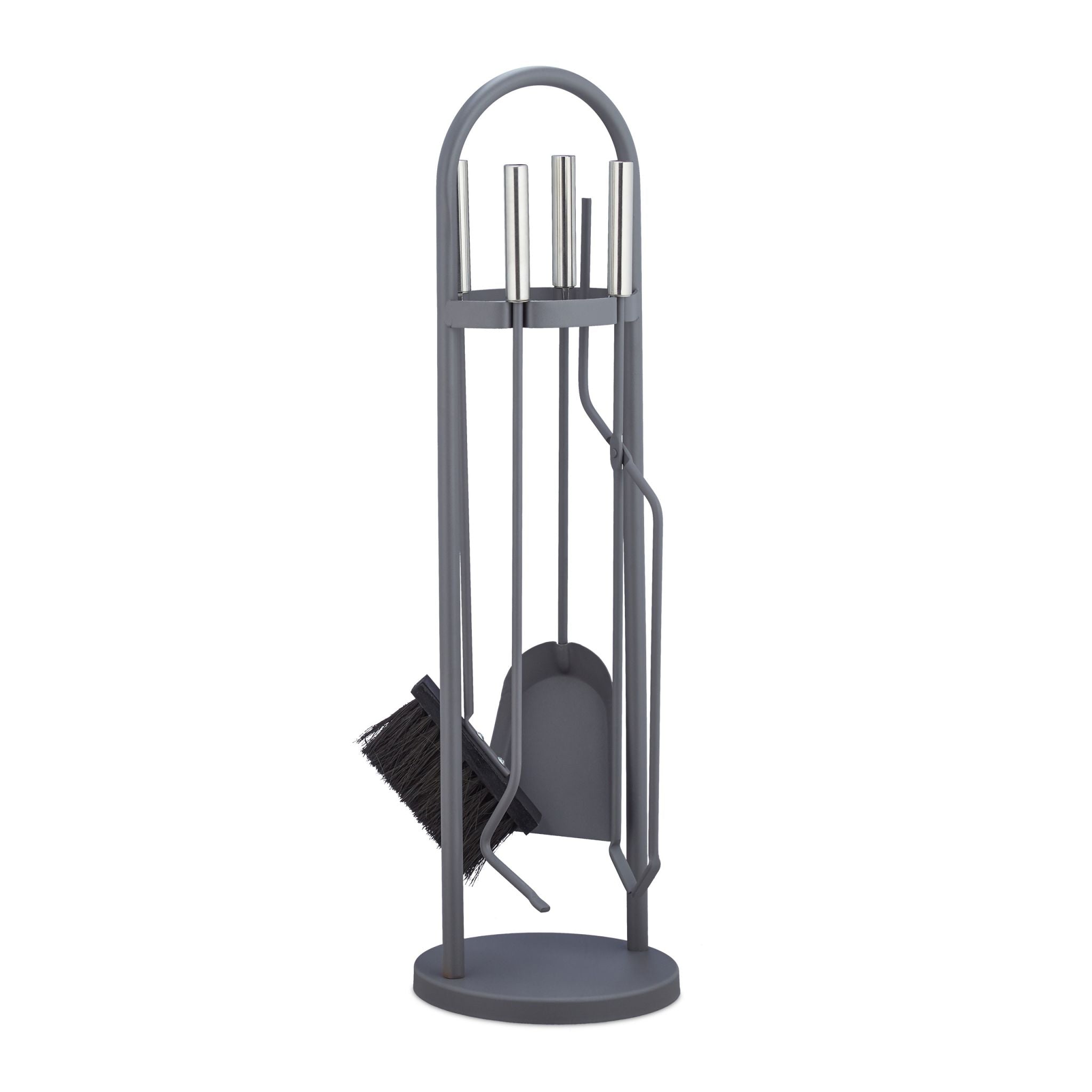 Kaminbesteck modern 5-teilig Silber-Grau von Relaxdays
