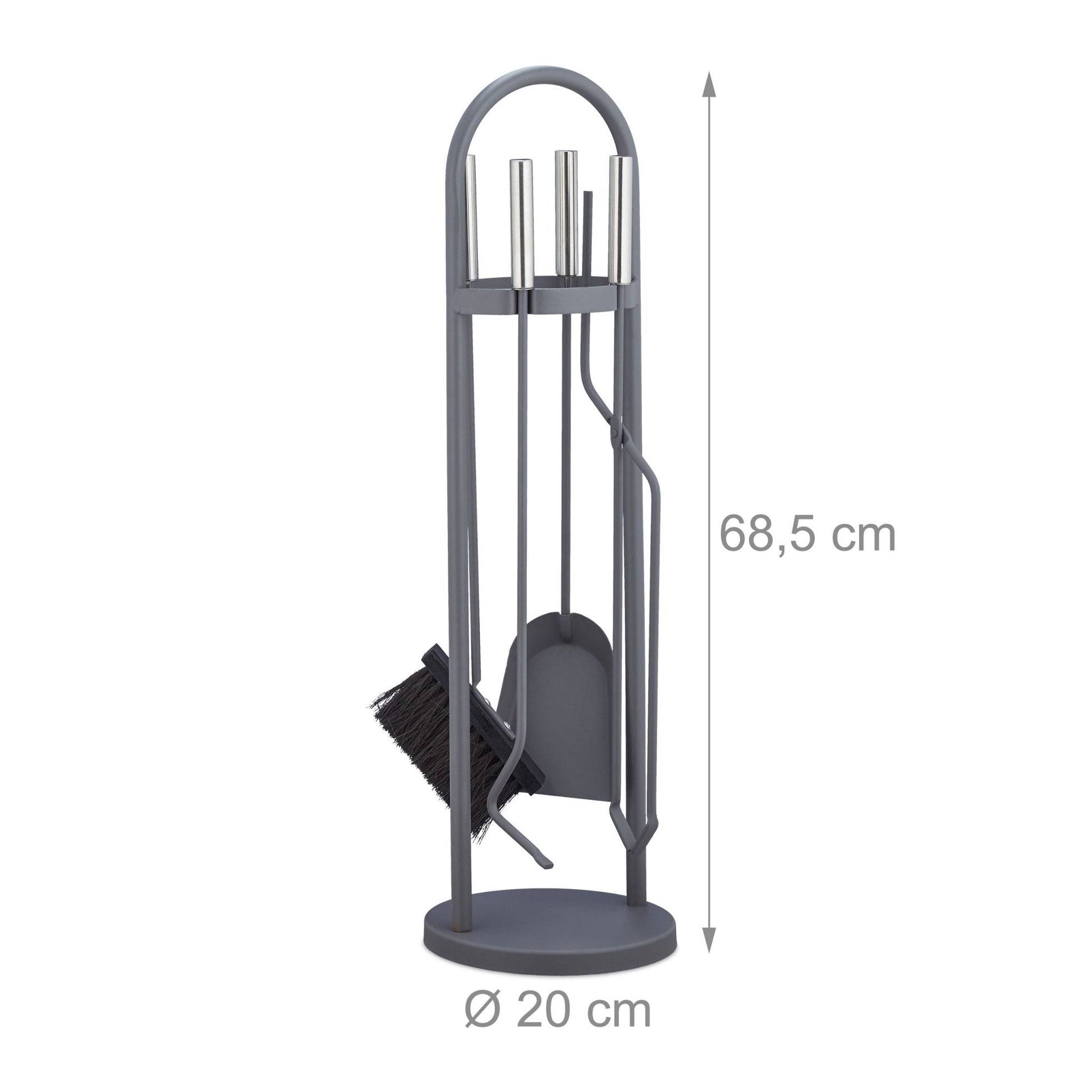 Kaminbesteck modern 5-teilig Silber-Grau von Relaxdays