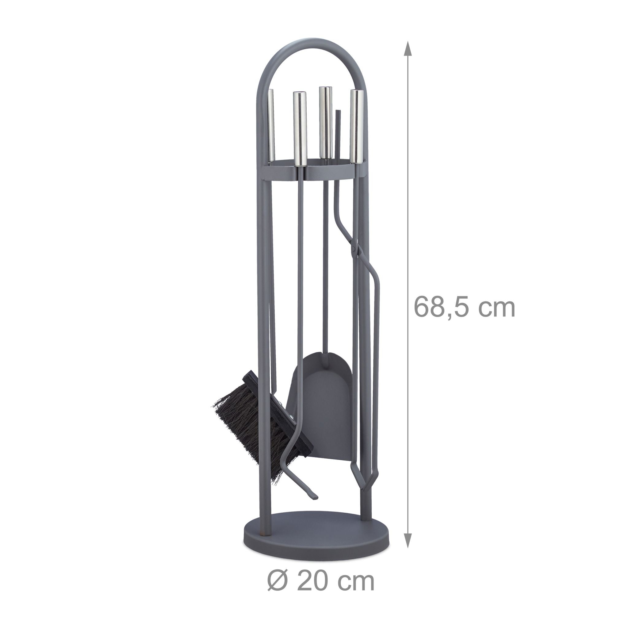 Kaminbesteck modern 5-teilig Silber-Grau von Relaxdays