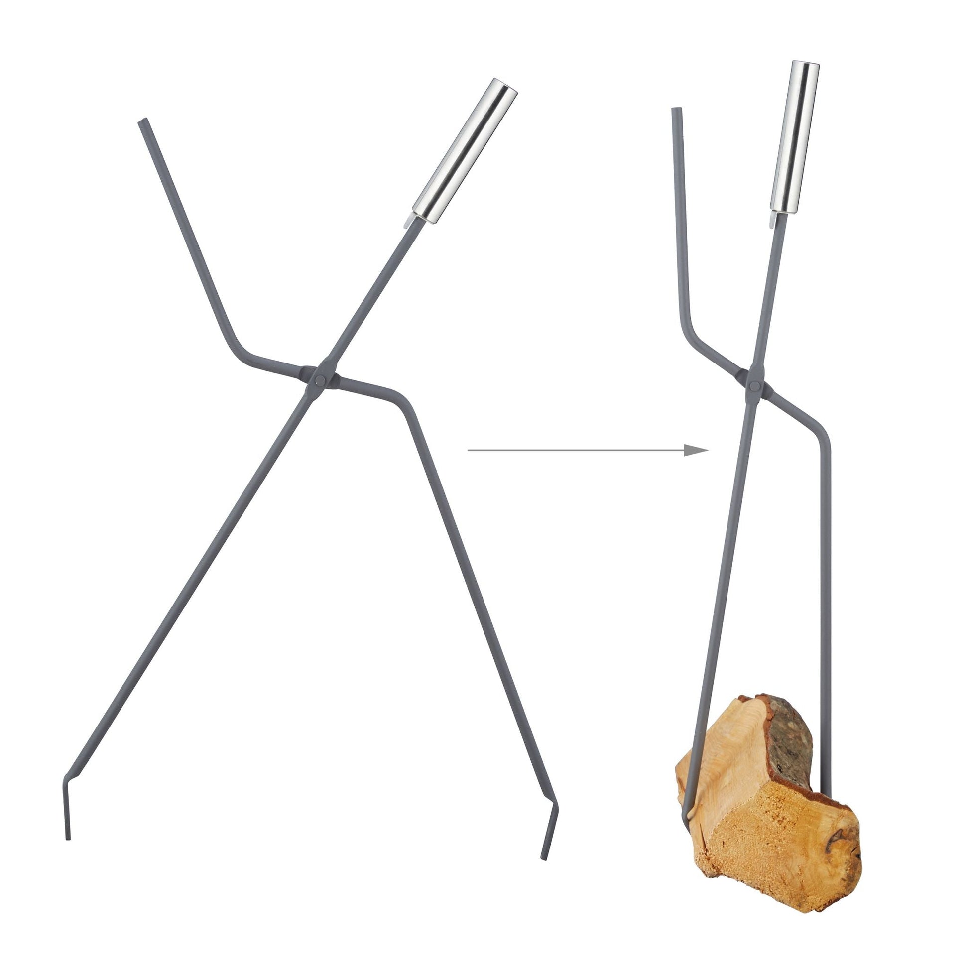 Kaminbesteck modern 5-teilig Silber-Grau von Relaxdays