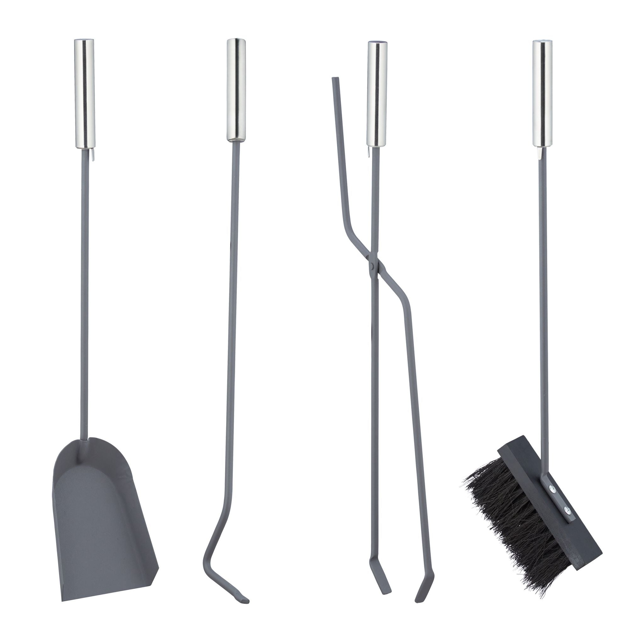 Kaminbesteck modern 5-teilig Silber-Grau von Relaxdays