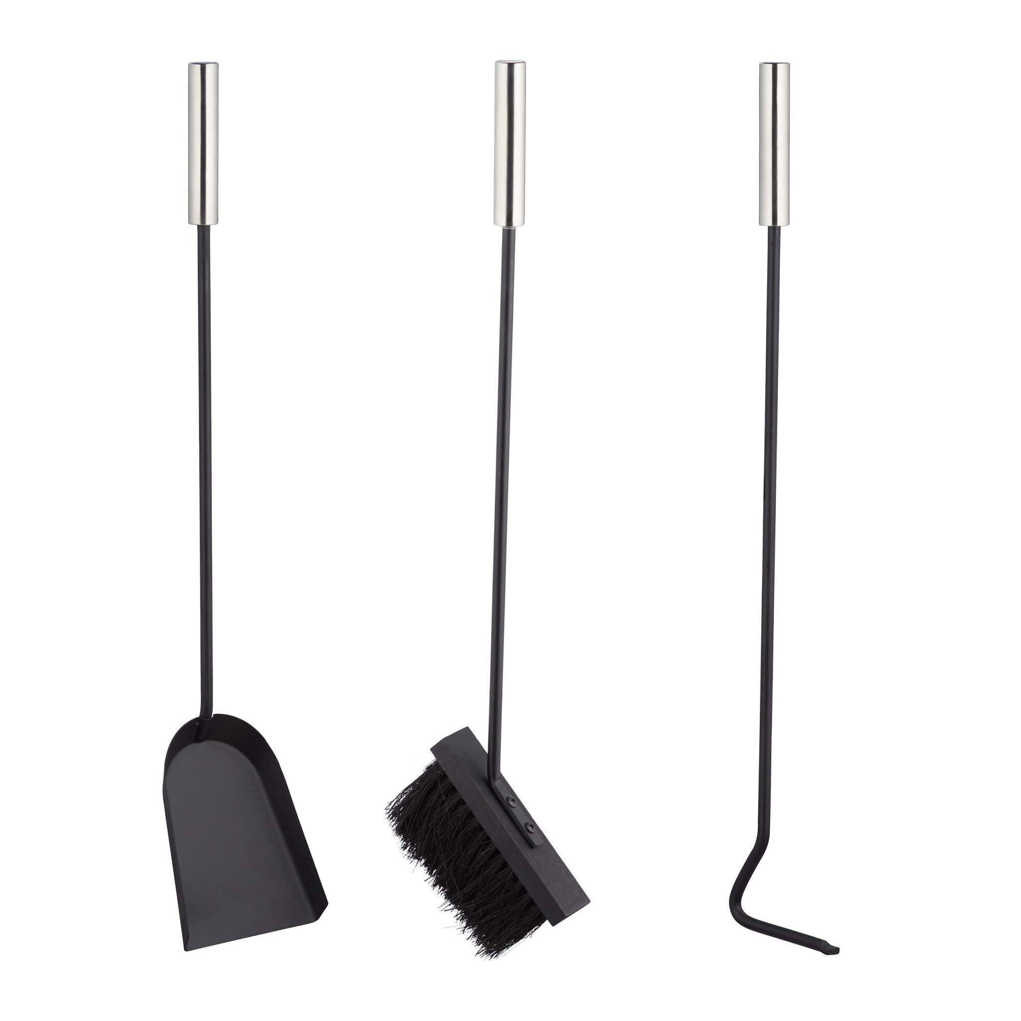 Kaminbesteck modern 4-teilig Schwarz-Silber von Relaxdays