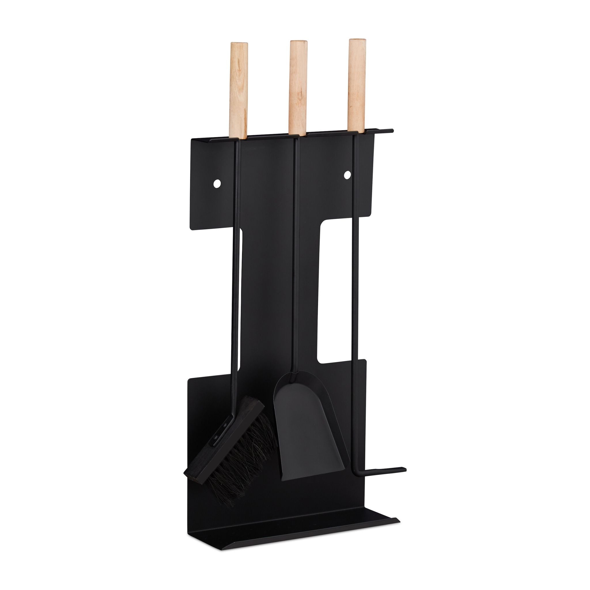 Kaminbesteck modern 4-teilig Hellbraun-Schwarz von Relaxdays