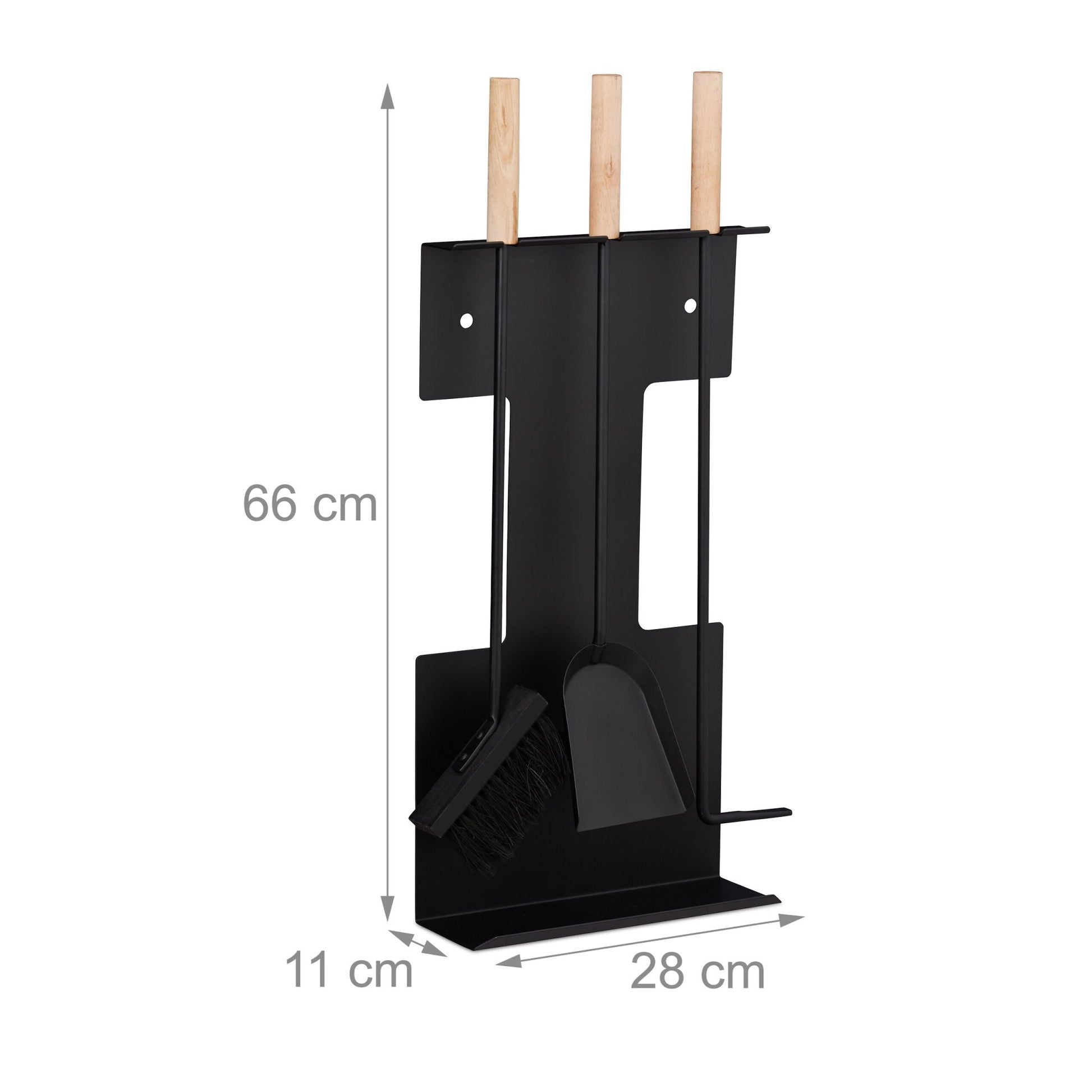 Kaminbesteck modern 4-teilig Hellbraun-Schwarz von Relaxdays