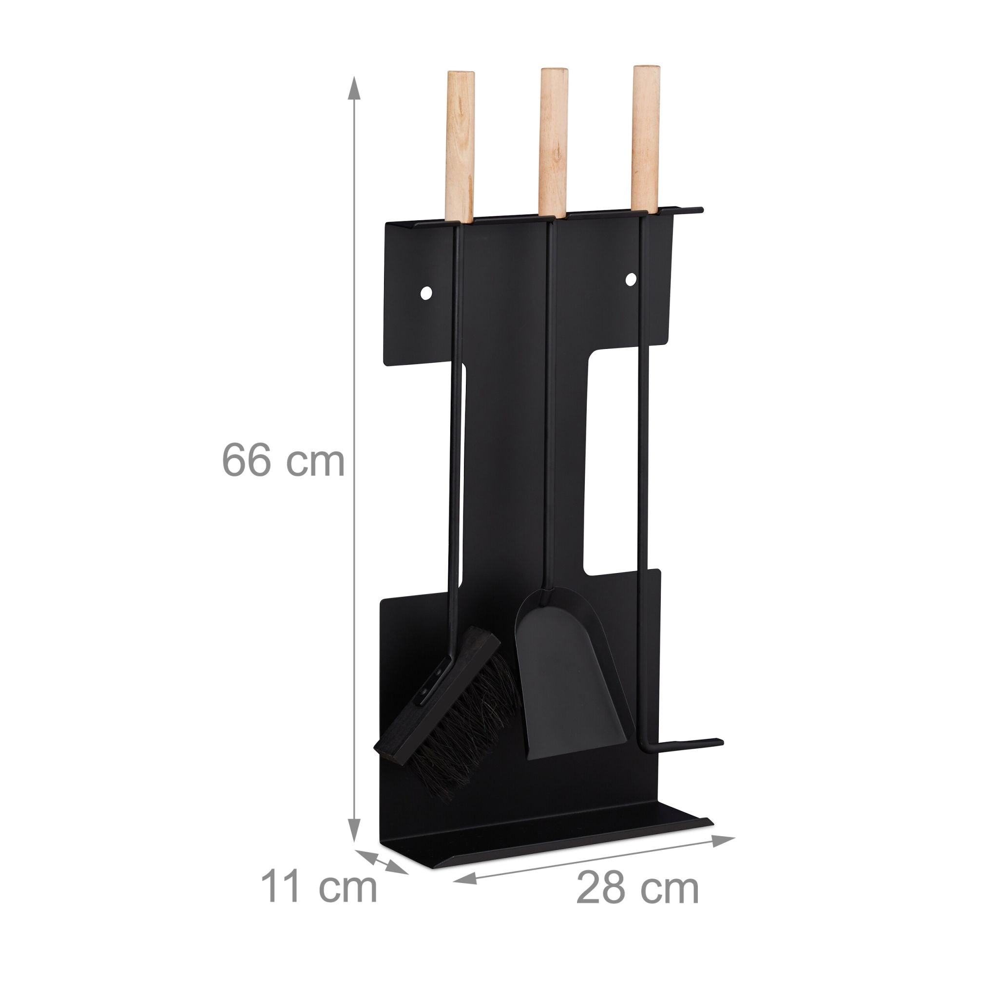 Kaminbesteck modern 4-teilig Hellbraun-Schwarz von Relaxdays