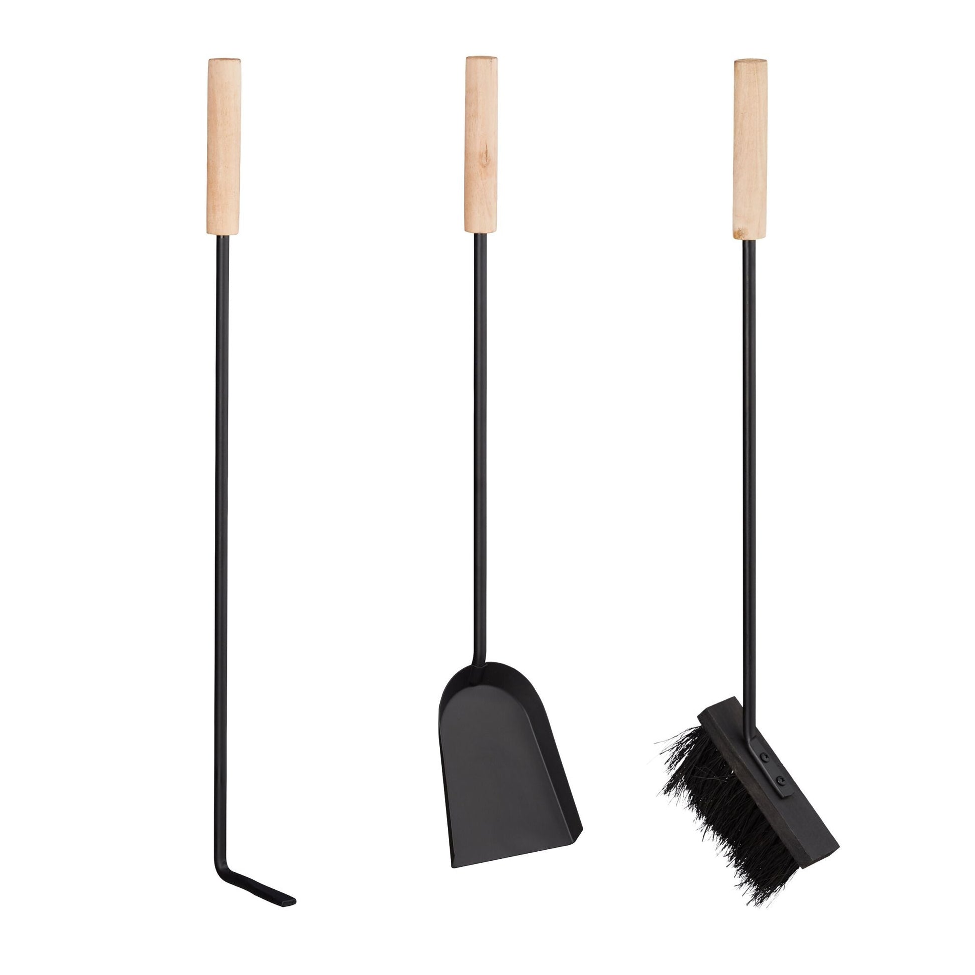 Kaminbesteck modern 4-teilig Hellbraun-Schwarz von Relaxdays