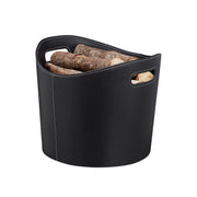 Kaminholzkorb Kunstleder schwarz Schwarz von Relaxdays