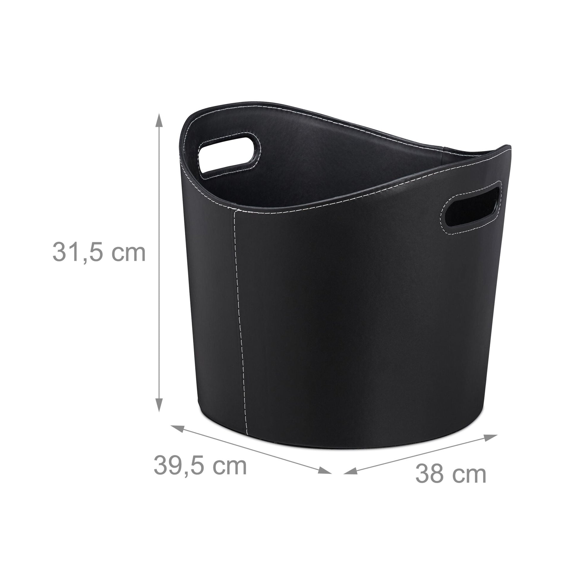 Kaminholzkorb Kunstleder schwarz Schwarz von Relaxdays