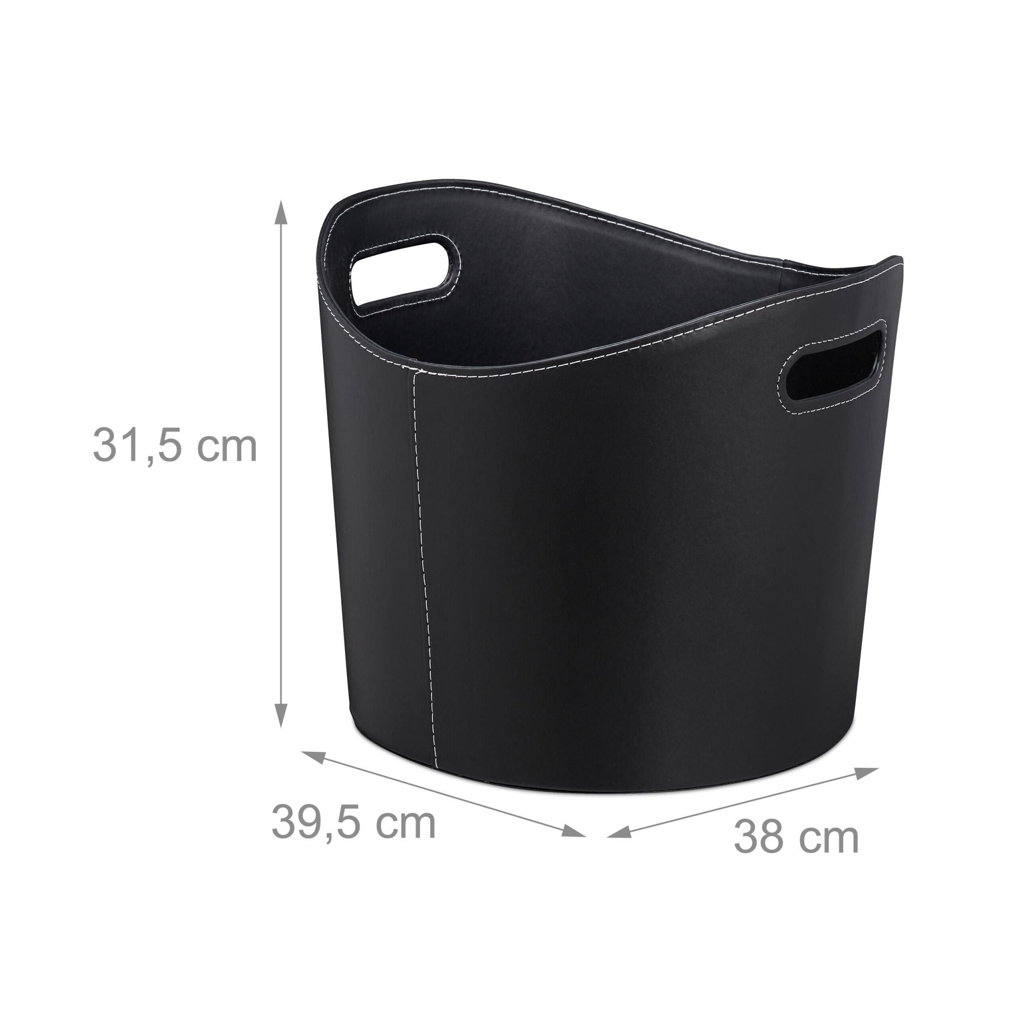 Kaminholzkorb Kunstleder schwarz Schwarz von Relaxdays