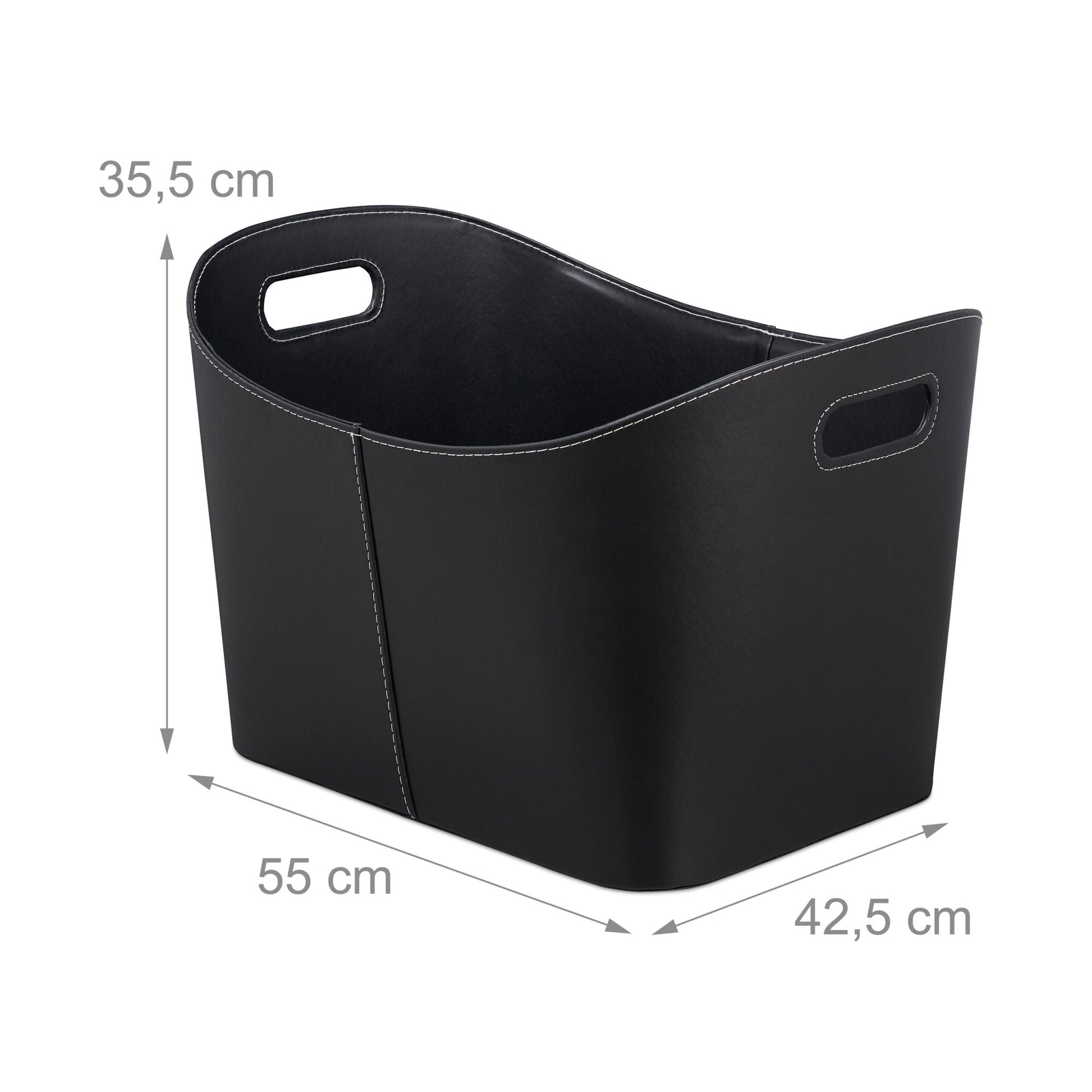 Kaminholzkorb Kunstleder schwarz Schwarz von Relaxdays