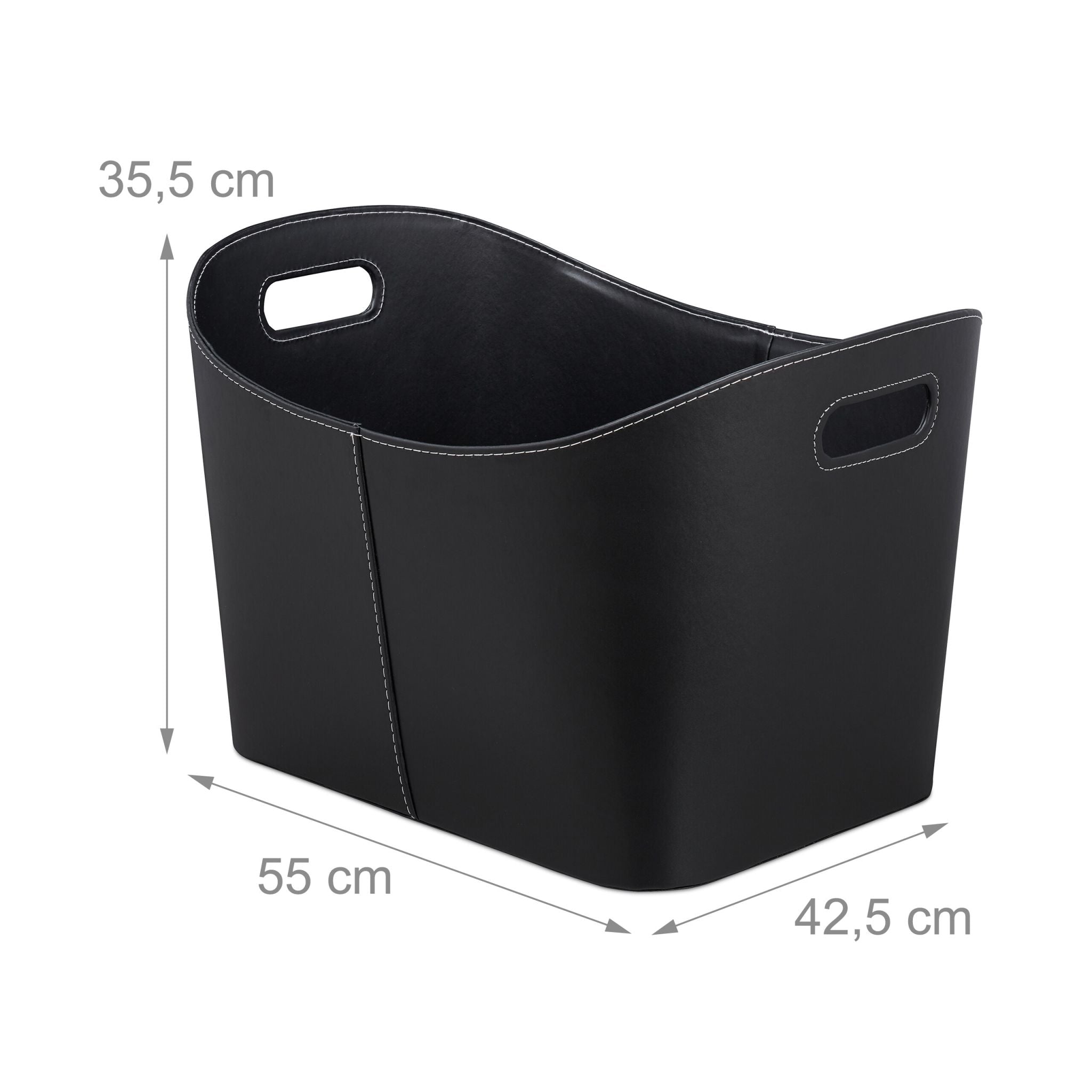 Kaminholzkorb Kunstleder schwarz Schwarz von Relaxdays