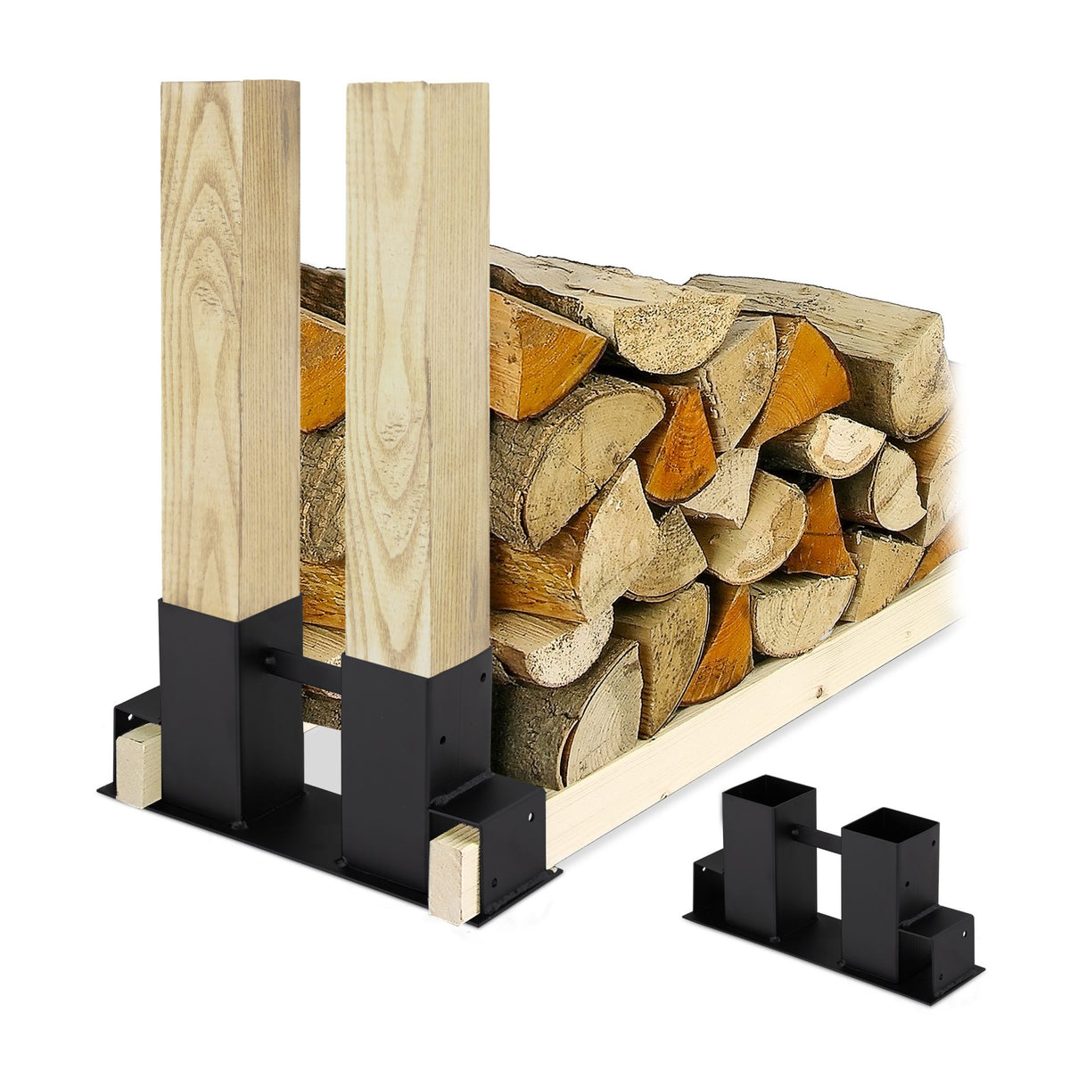 Holzstapelhilfe 2er-Set Schwarz von Relaxdays