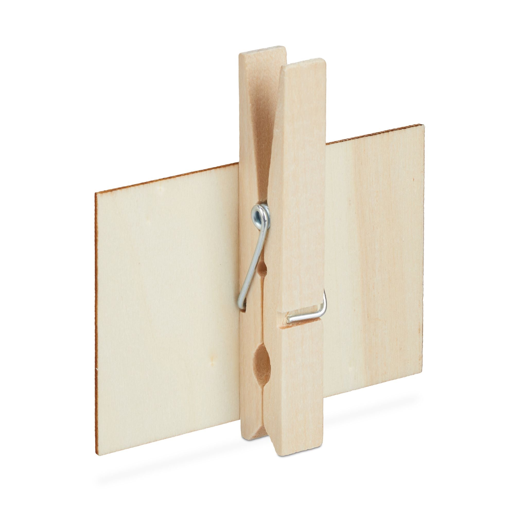 Tafelklammern Holz 20er-Set Hellbraun-Schwarz von Relaxdays