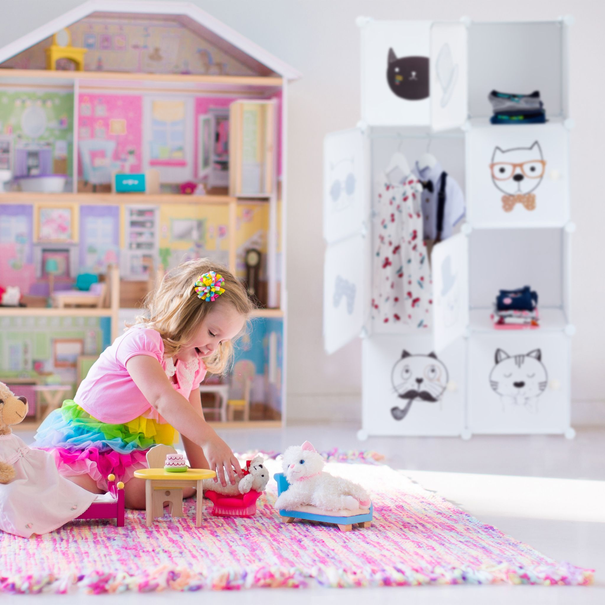 Steckregal für das Kinderzimmer Weiss-Hellbraun-Schwarz von Relaxdays