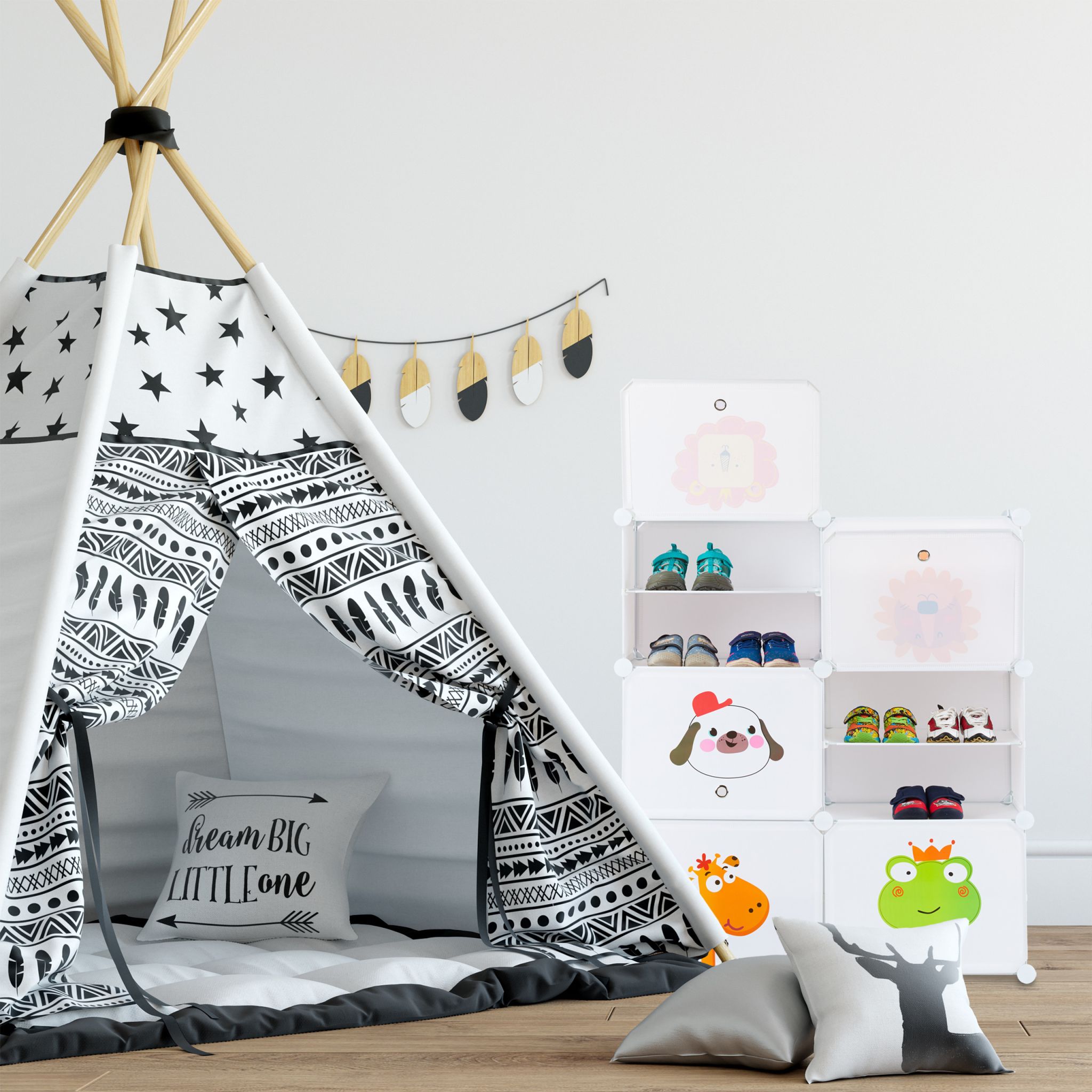 Schuhregal für Kinder zum Stecken Weiss von Relaxdays