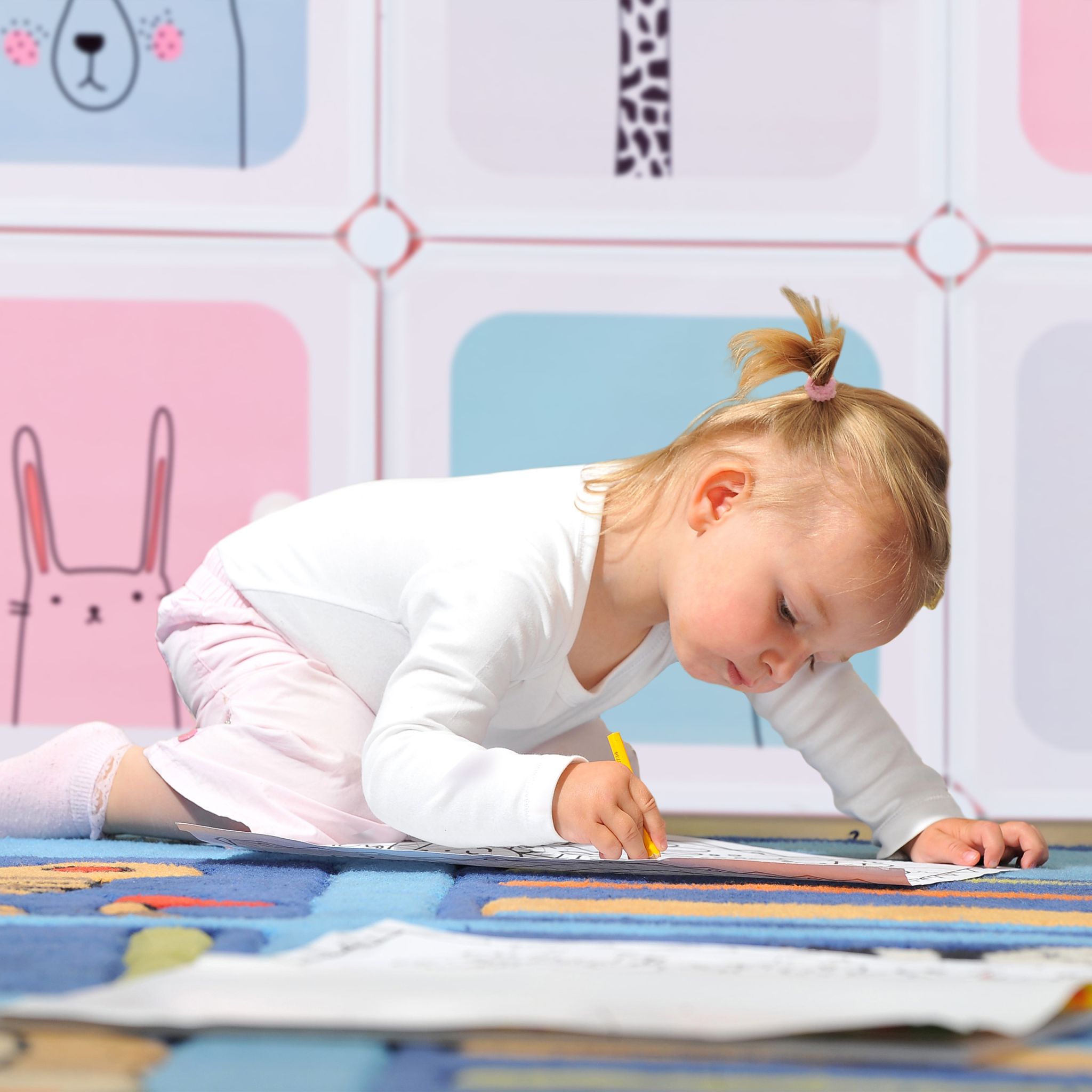 Steckregal Kinderzimmer mit 12 Fächern Weiss-Hellblau-Rosa von Relaxdays
