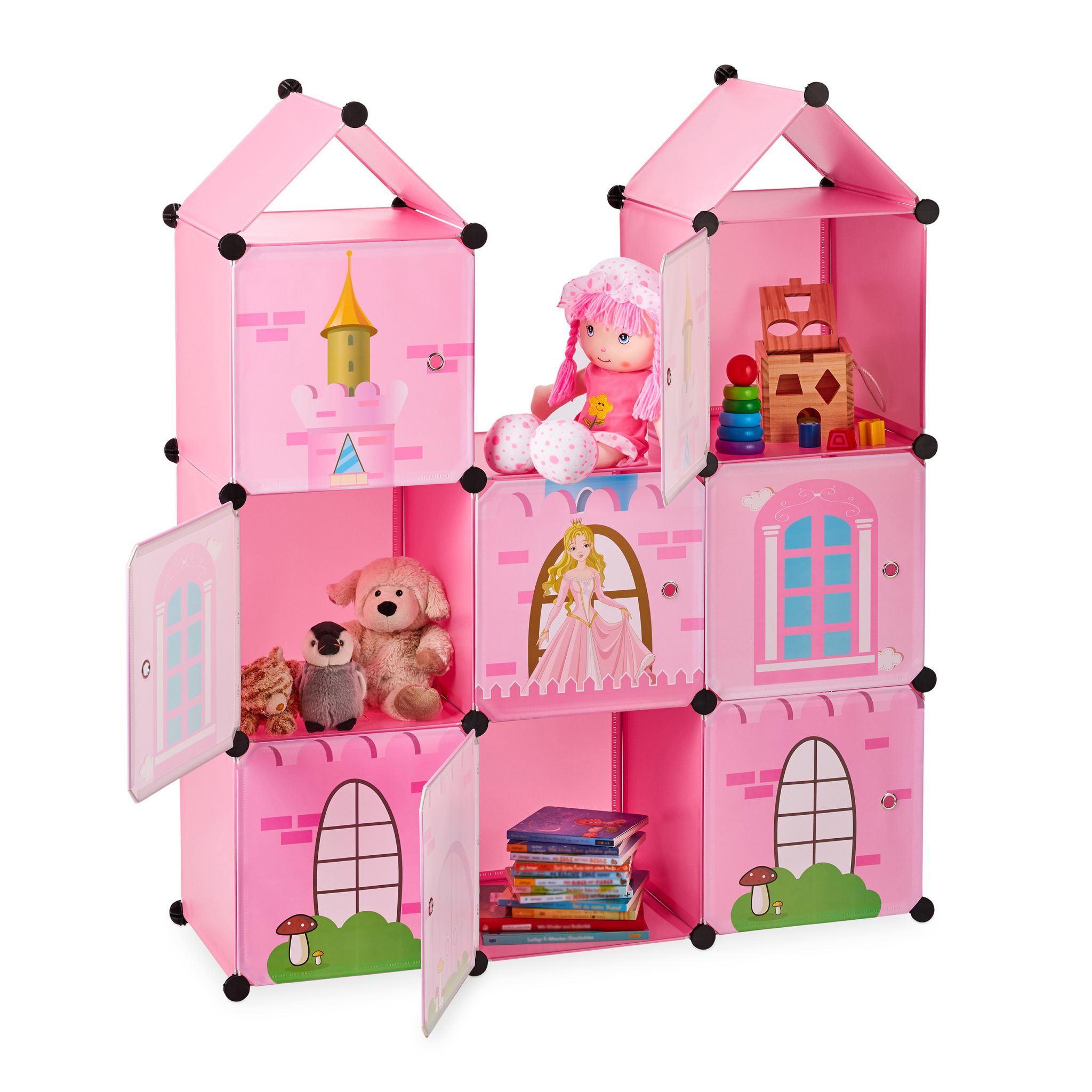 Steckregal Kinderzimmer als Schloss Rosa-Schwarz von Relaxdays