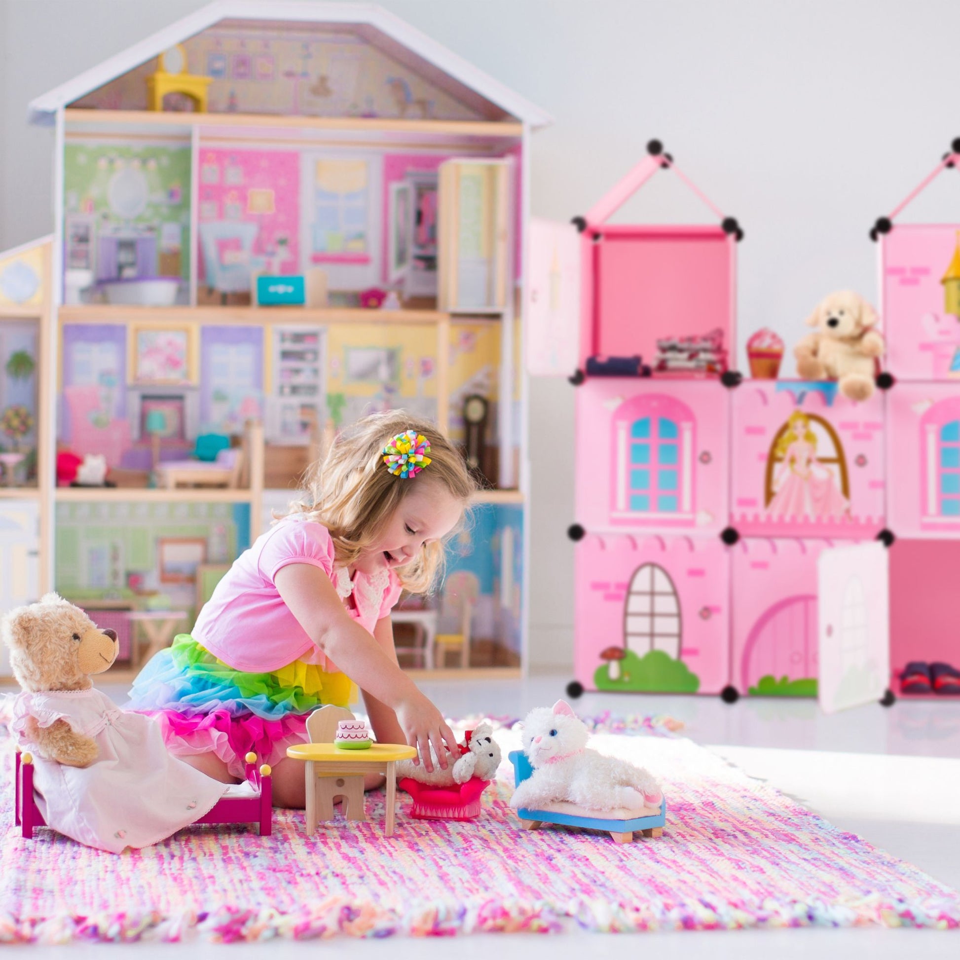 Steckregal Kinderzimmer als Schloss Rosa-Schwarz von Relaxdays
