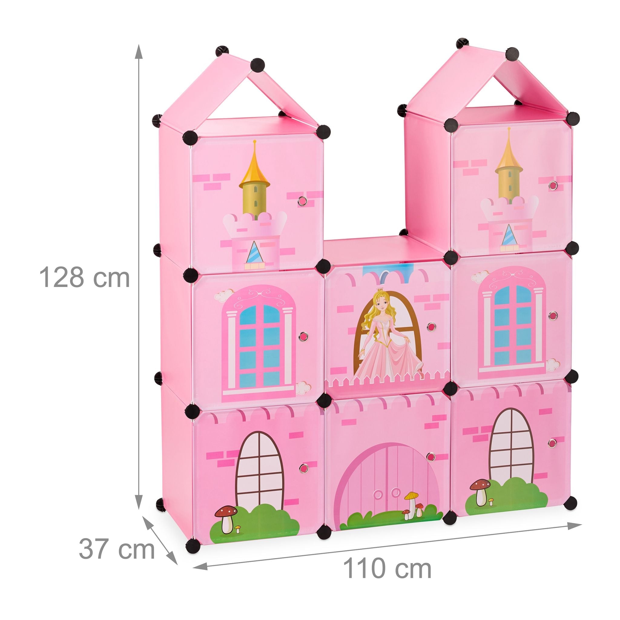 Steckregal Kinderzimmer als Schloss Rosa-Schwarz von Relaxdays