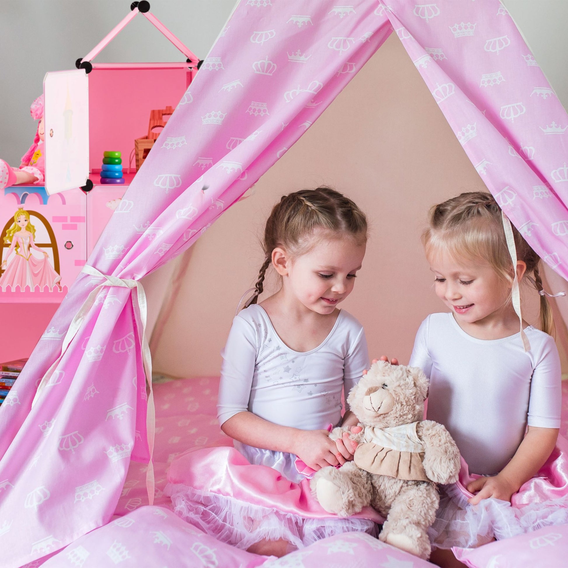 Steckregal Kinderzimmer als Schloss Rosa-Schwarz von Relaxdays