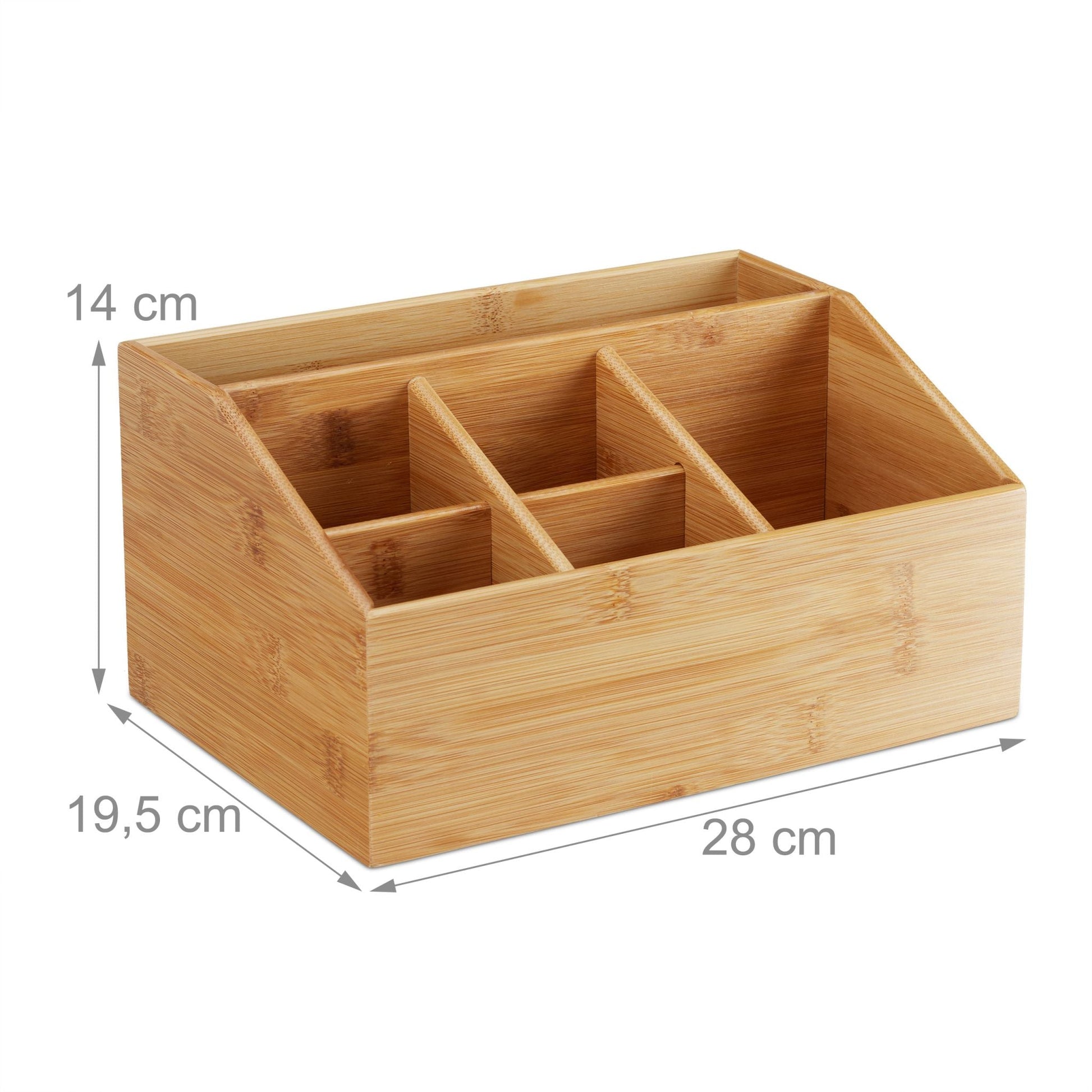 Tischorganizer Bambus mit 6 Fächern Hellbraun von Relaxdays